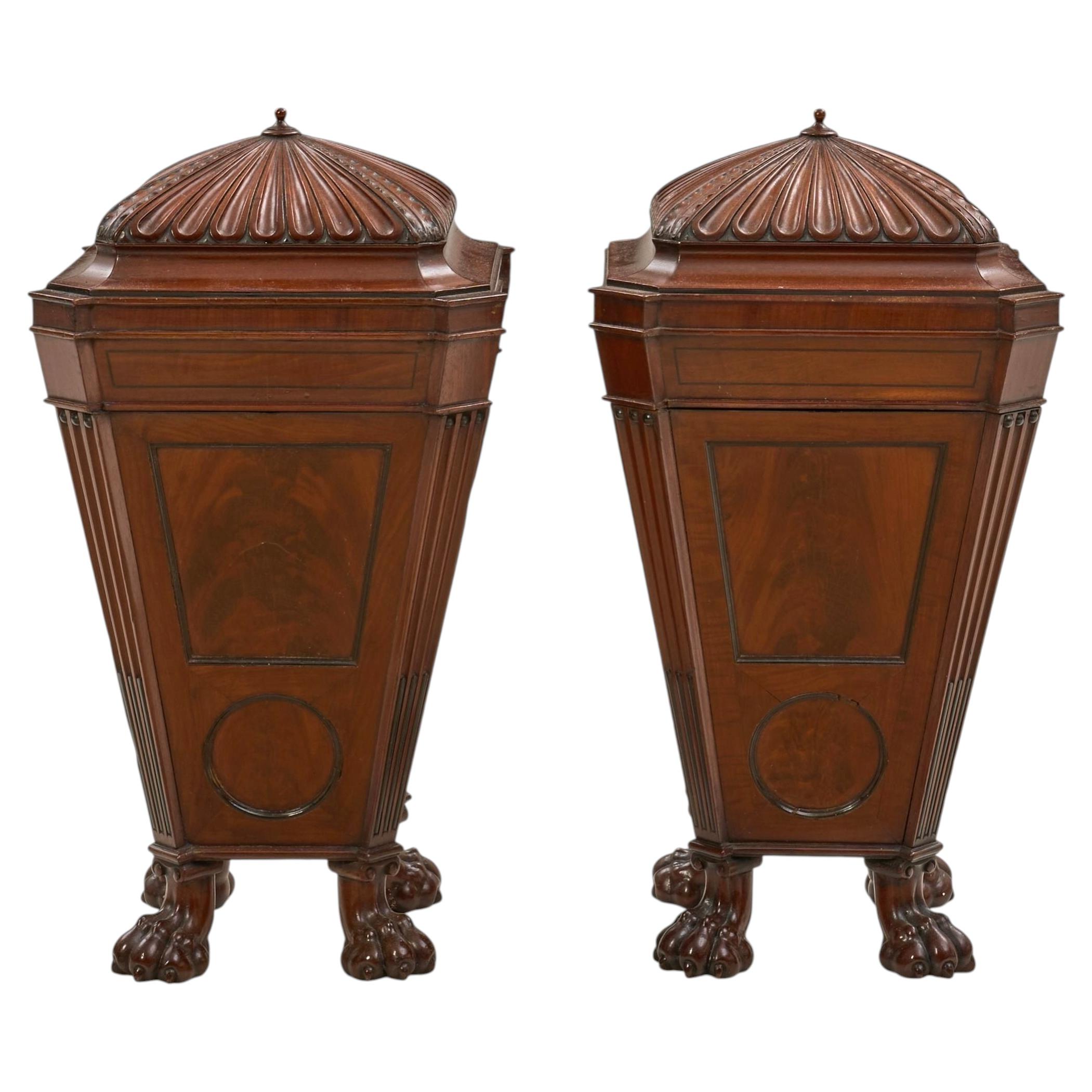 19th Century Pair of Mahogany William IV Cutlery Urns, ca 1835