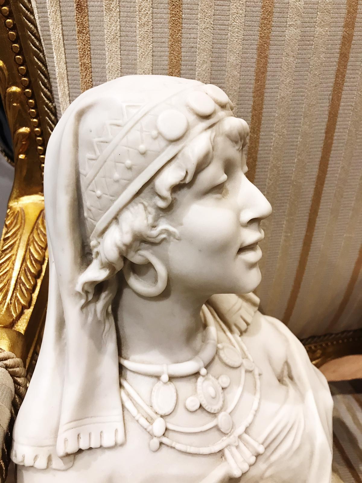 19th century, pair of marble statues lady and a gentleman, French.

French made for the Islamic market.

 