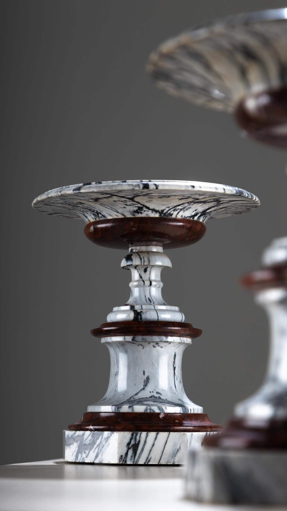 19th Century Pair of Marble Tazzas, Italy For Sale 5