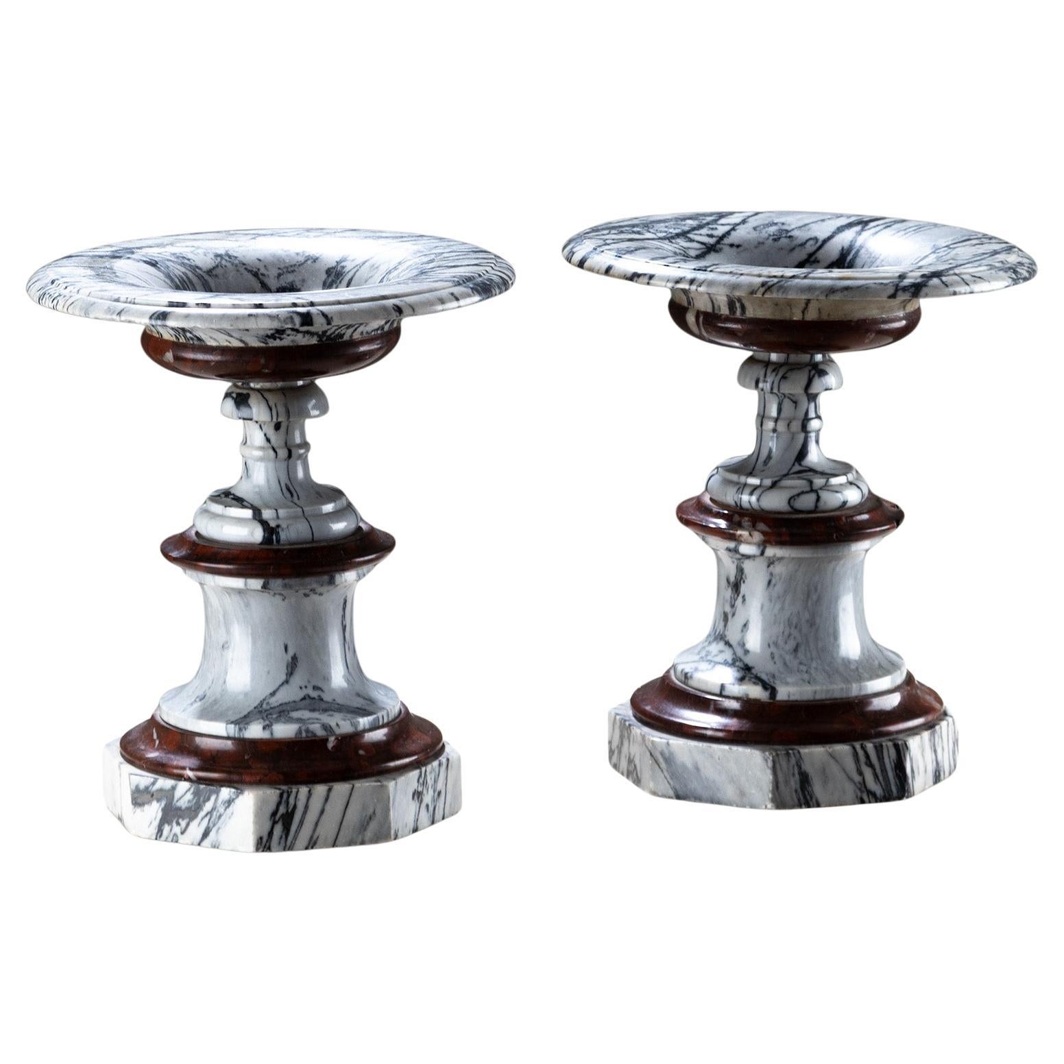 19th Century Pair of Marble Tazzas, Italy For Sale