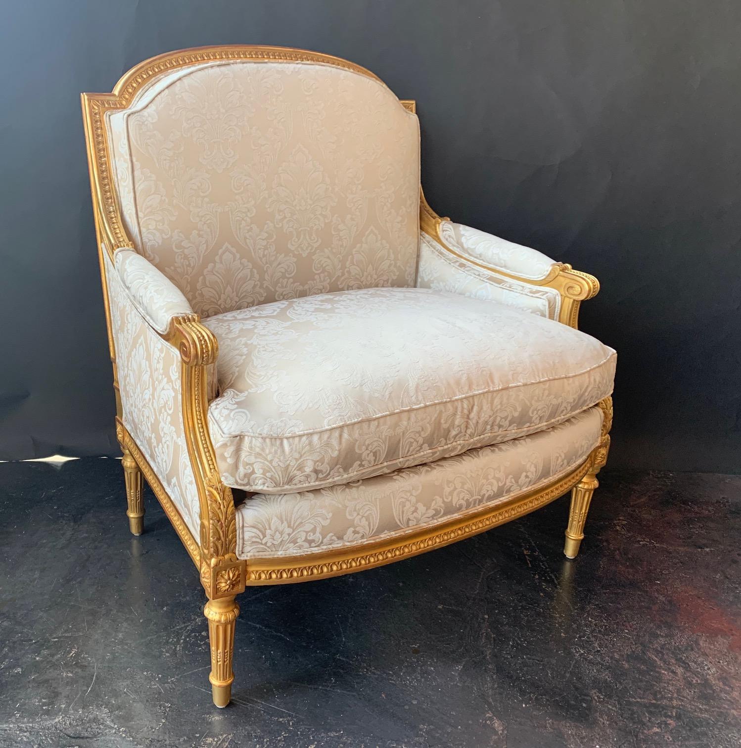 19th century pair of Marquis Louis XVI Chairs, France.