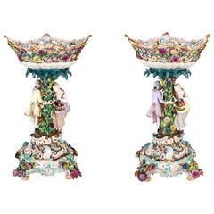 19th Century Pair of Meissen Porcelain Centerpieces