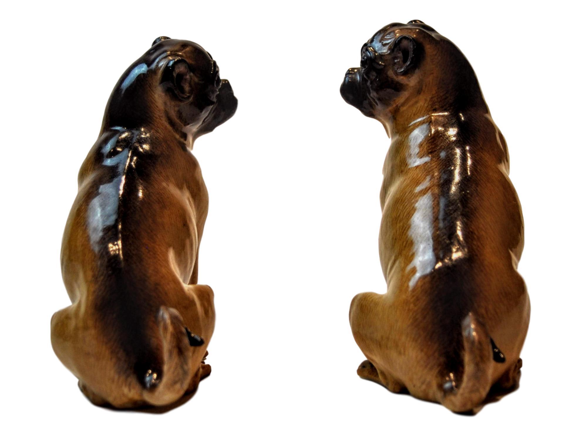 19th Century Pair of Meissen Porcelain Figures of Pug Dogs, Germany In Good Condition In Banner Elk, NC