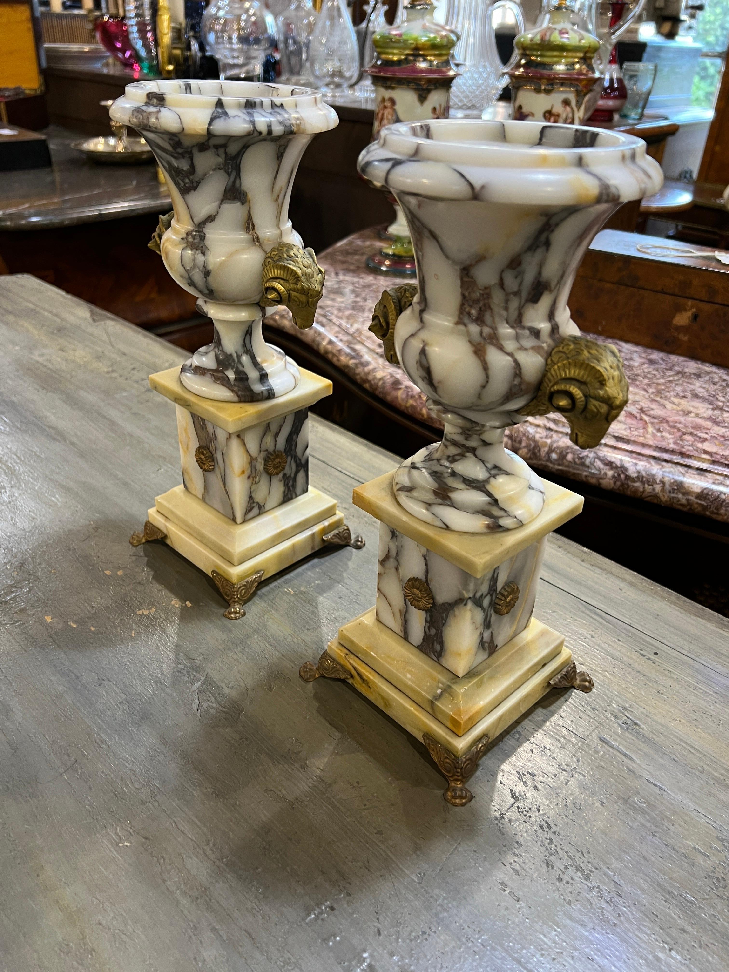 19th Century Pair of Montalto Breccia Vases from Empire Revival  1800 4