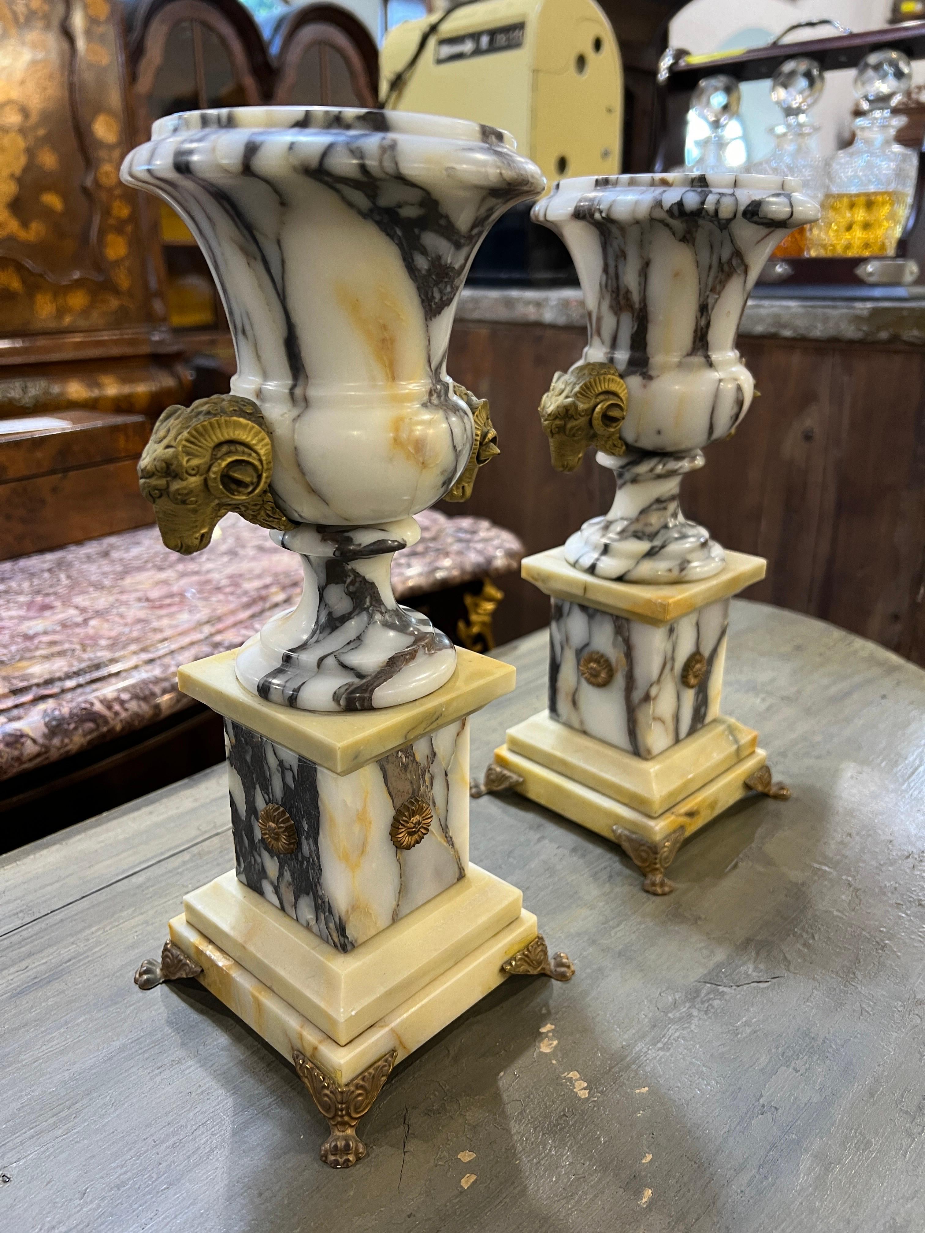 19th Century Pair of Montalto Breccia Vases from Empire Revival  1800 6
