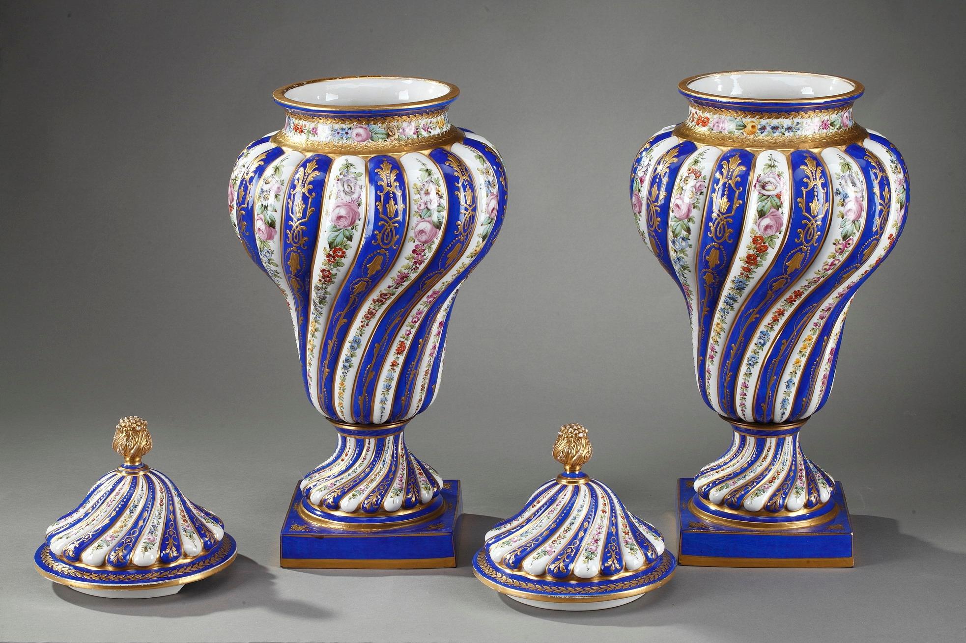 19th Century Pair of Monumental Porcelain Antique Vases in Sevres Taste 2