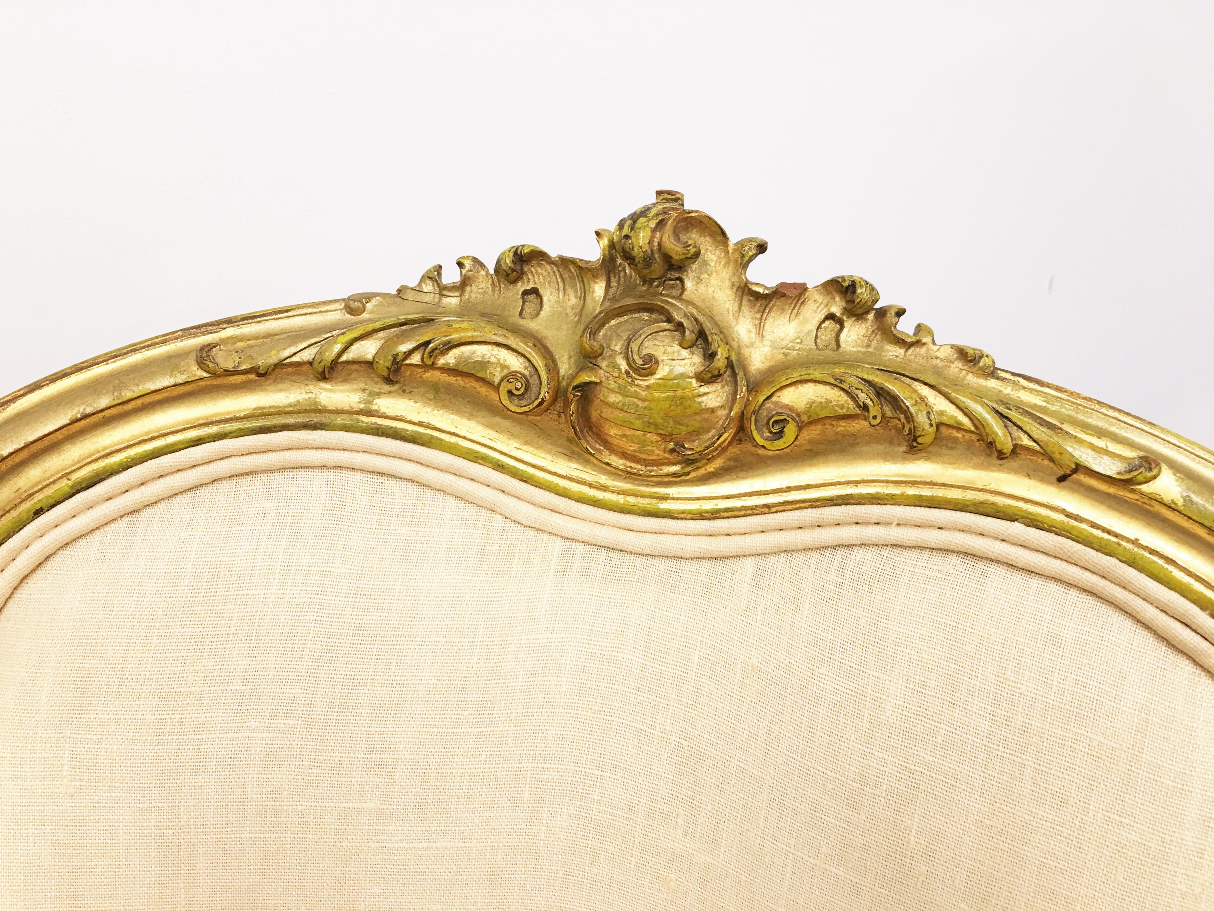 French 19th Century Pair of Napoleon III Giltwood Bergères For Sale