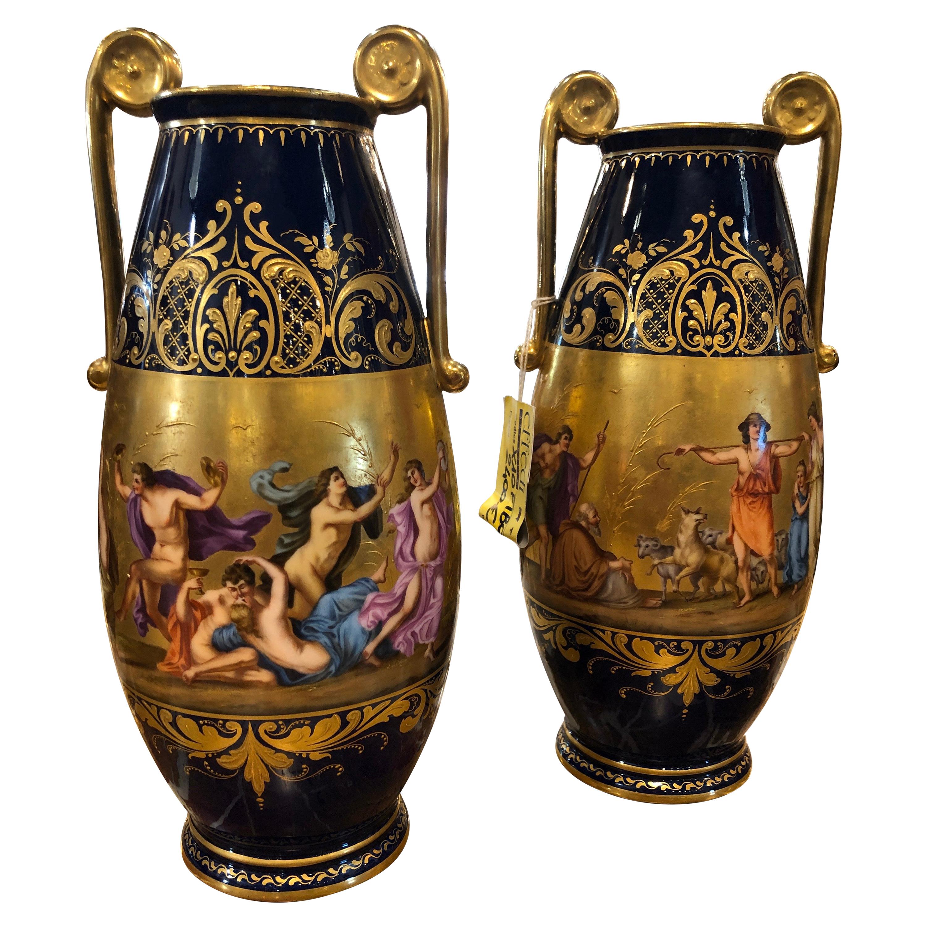 19th Century Pair of Napoleon III° Porcelain Vases Vienna, 1860s