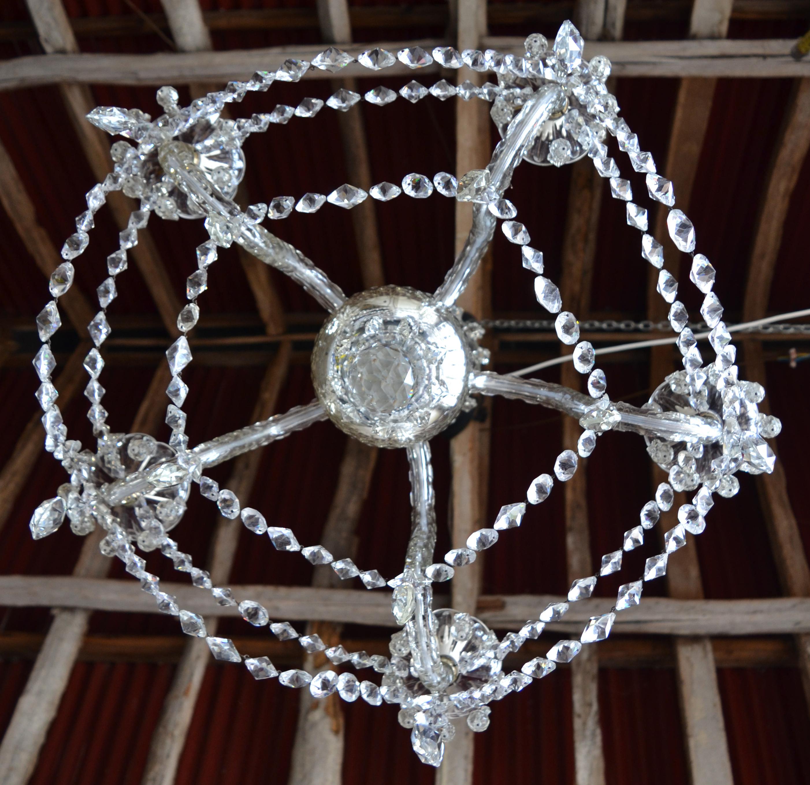 19th Century Pair of Old English Crystal 5 light chandeliers 2