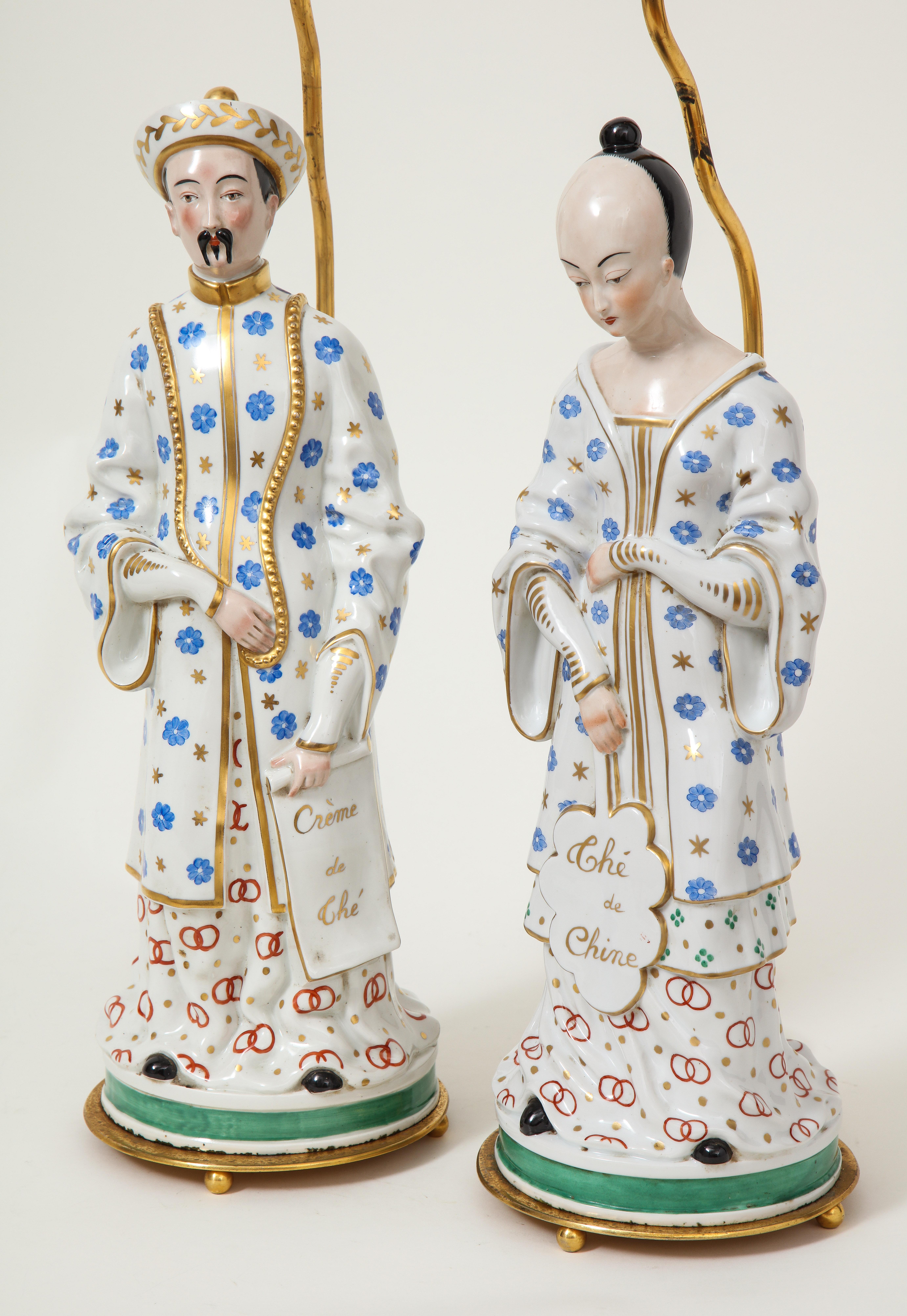 19th Century Pair of Old Paris Chinese Figures Mounted as Lamps 1