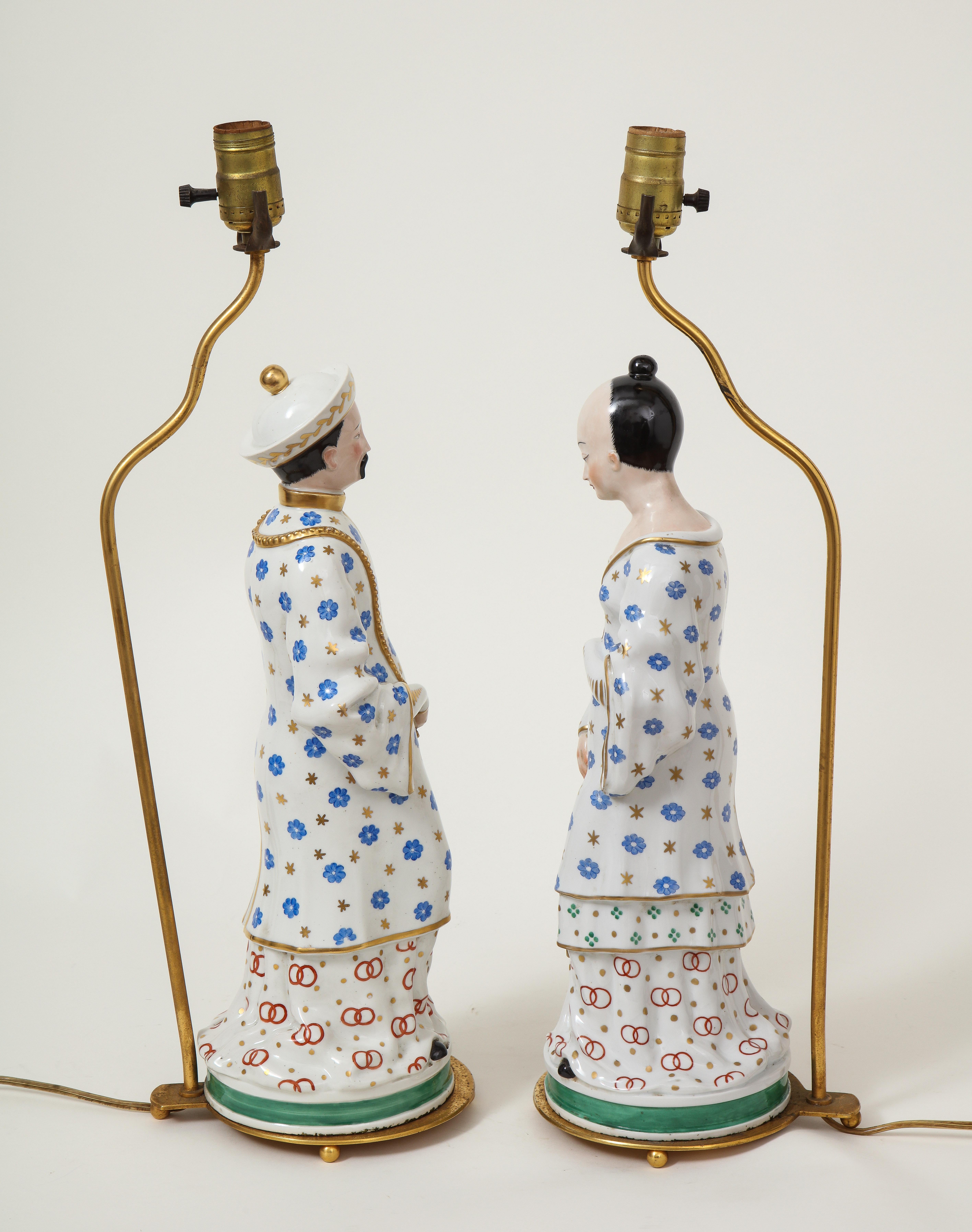 19th Century Pair of Old Paris Chinese Figures Mounted as Lamps 2