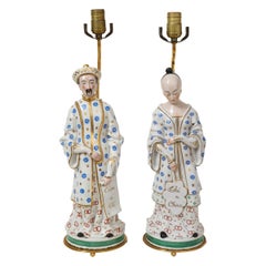 19th Century Pair of Old Paris Chinese Figures Mounted as Lamps