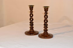 19th Century Pair of Open Twist Candlesticks
