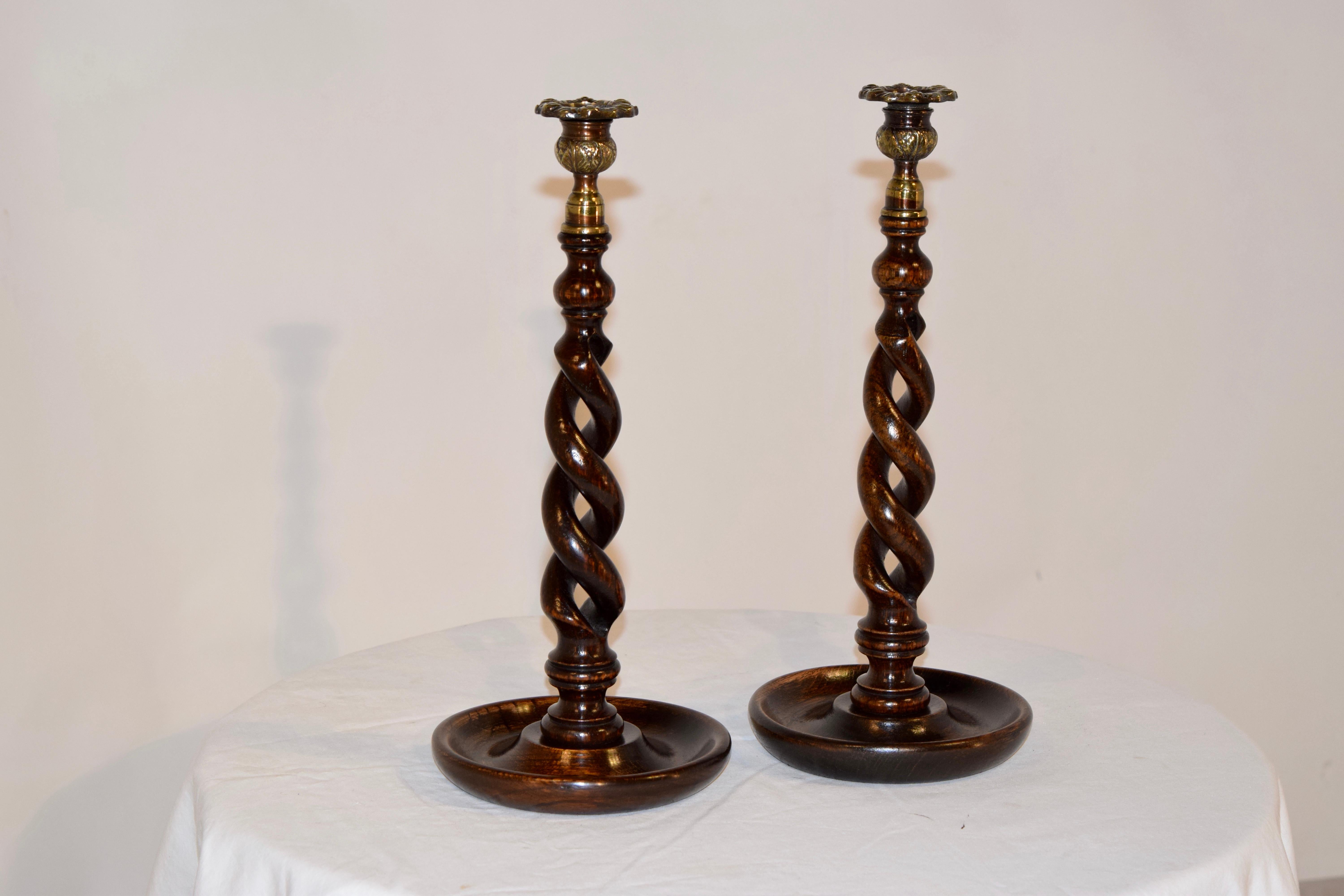 Victorian 19th Century Pair of Open Twist Candlesticks
