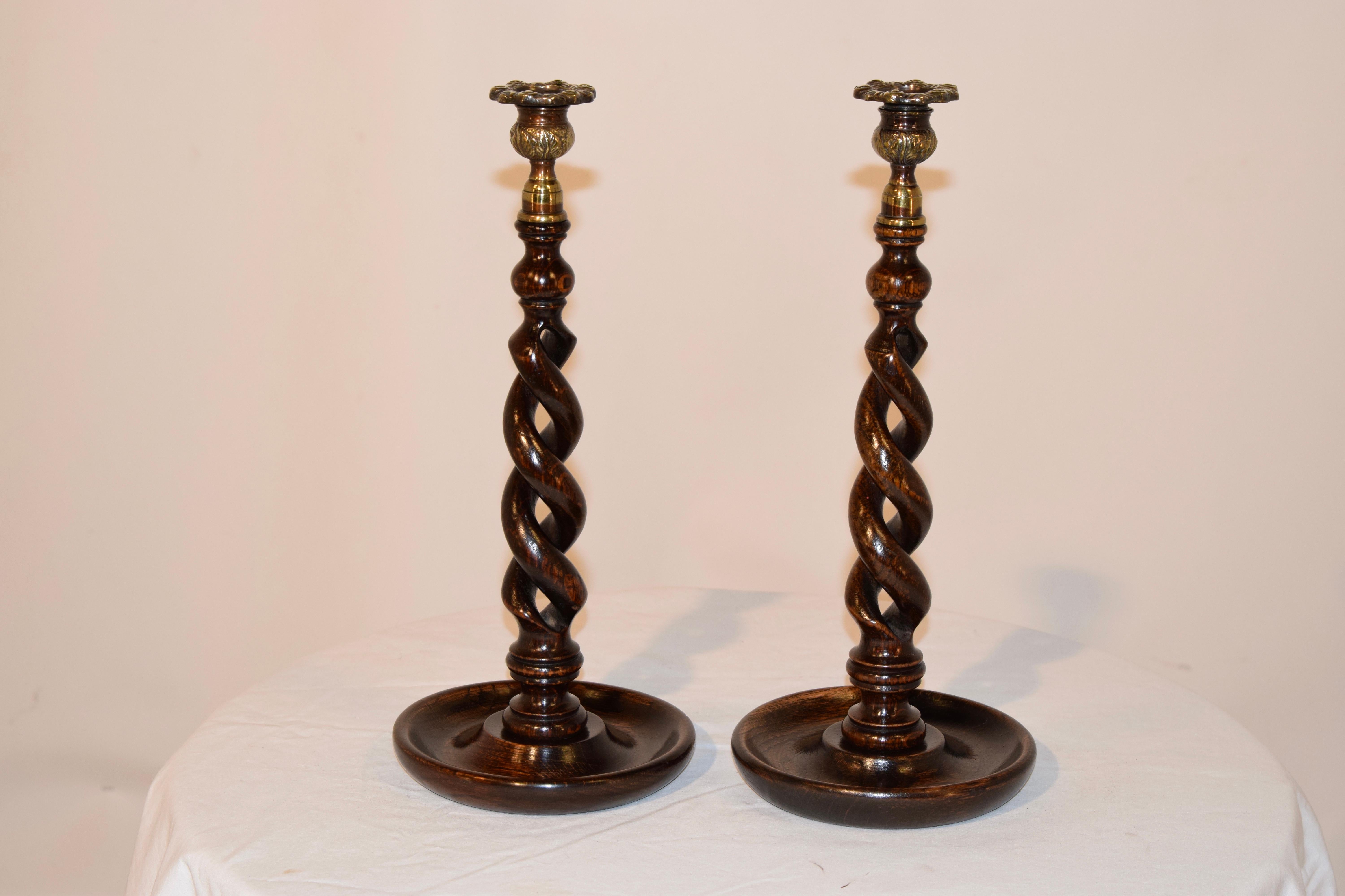 19th Century Pair of Open Twist Candlesticks In Good Condition In High Point, NC