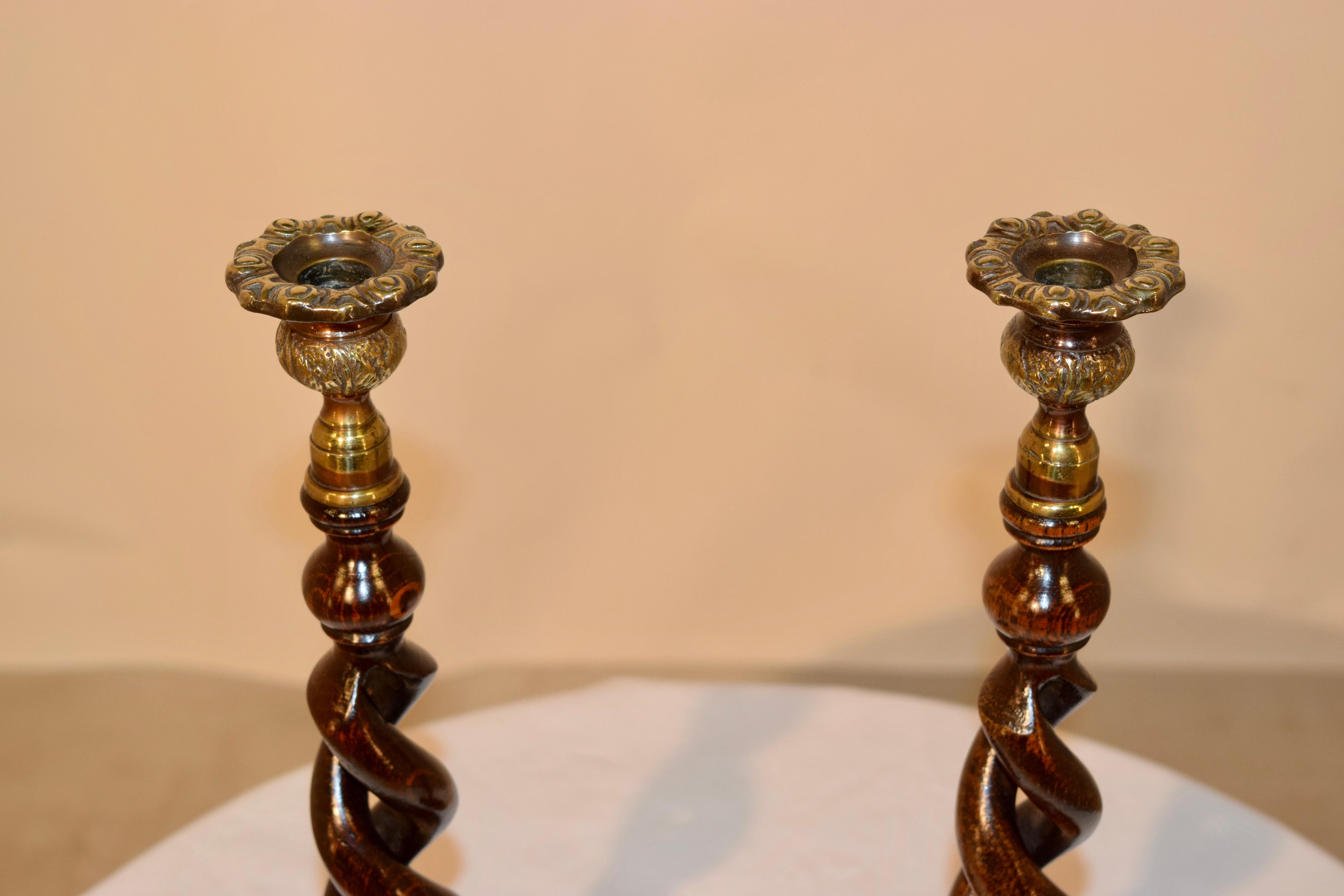 19th Century Pair of Open Twist Candlesticks 1