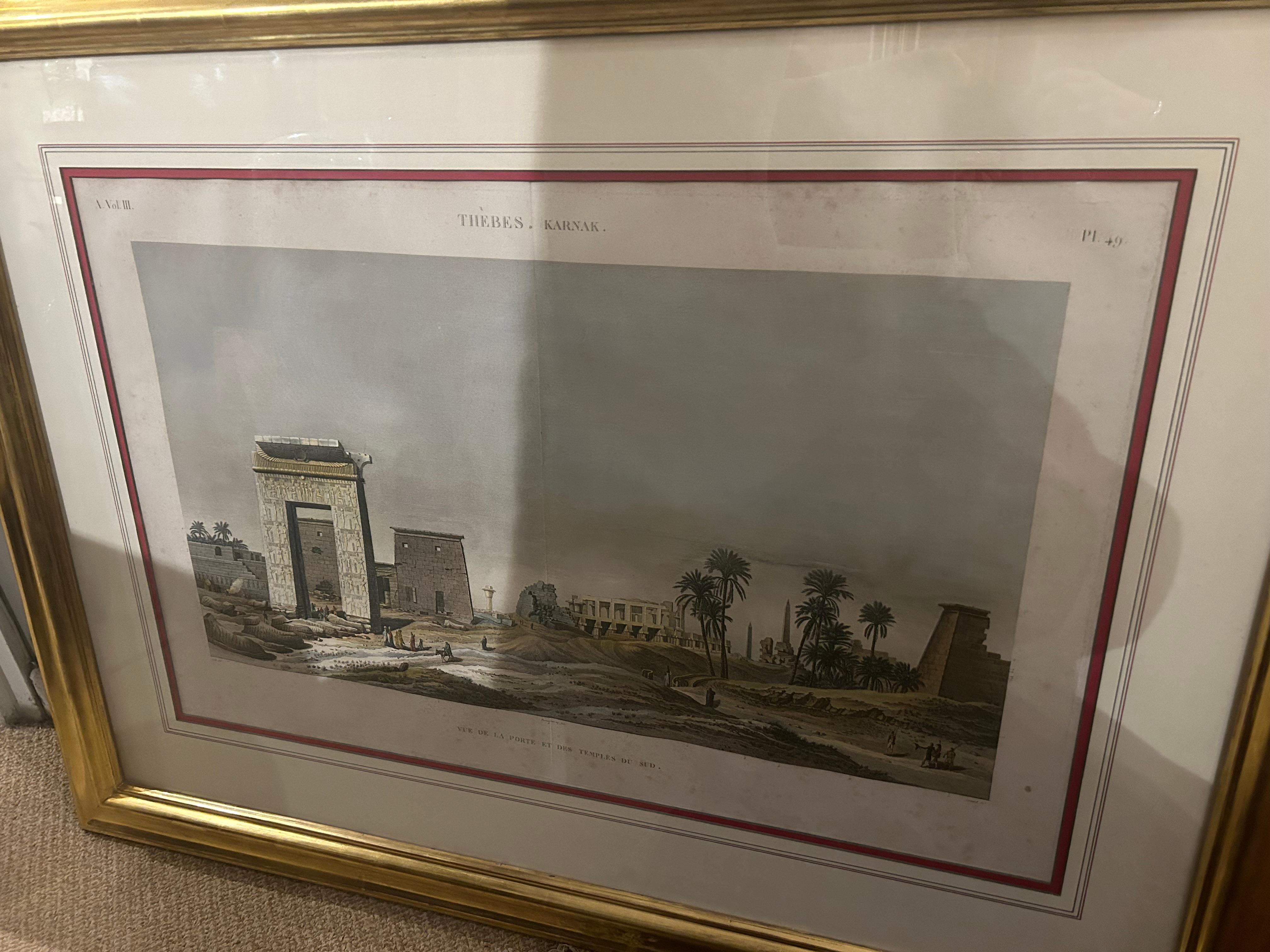 Etched 19th Century Pair of Original Hand Coloured Engravings of Egypt For Sale