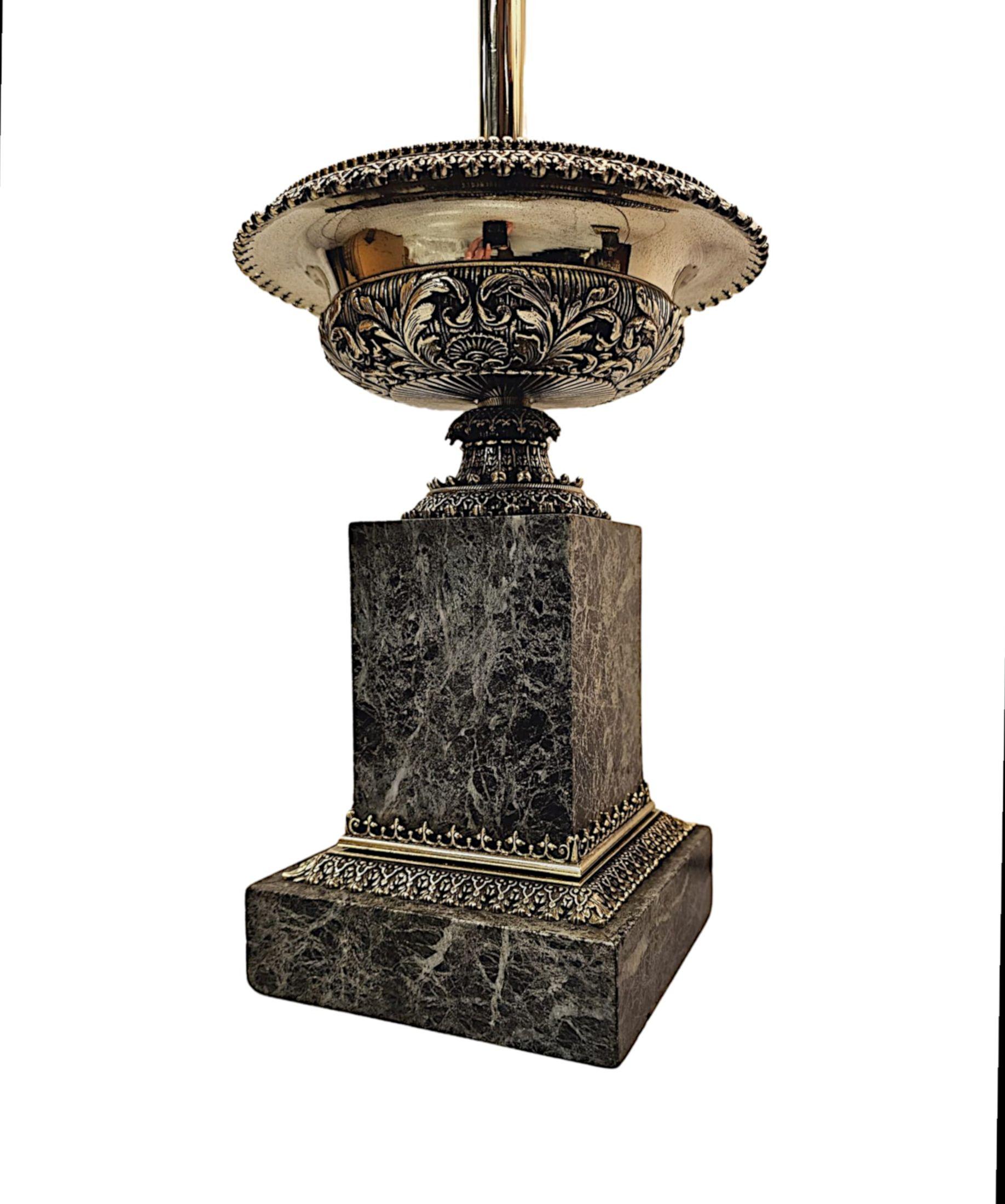 19th Century Pair of  Ormolu and Marble Tazza Urns Converted to Table Lamps (19. Jahrhundert) im Angebot