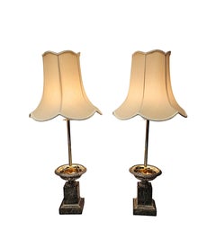 19th Century Pair of  Ormolu and Marble Tazza Urns Converted to Table Lamps