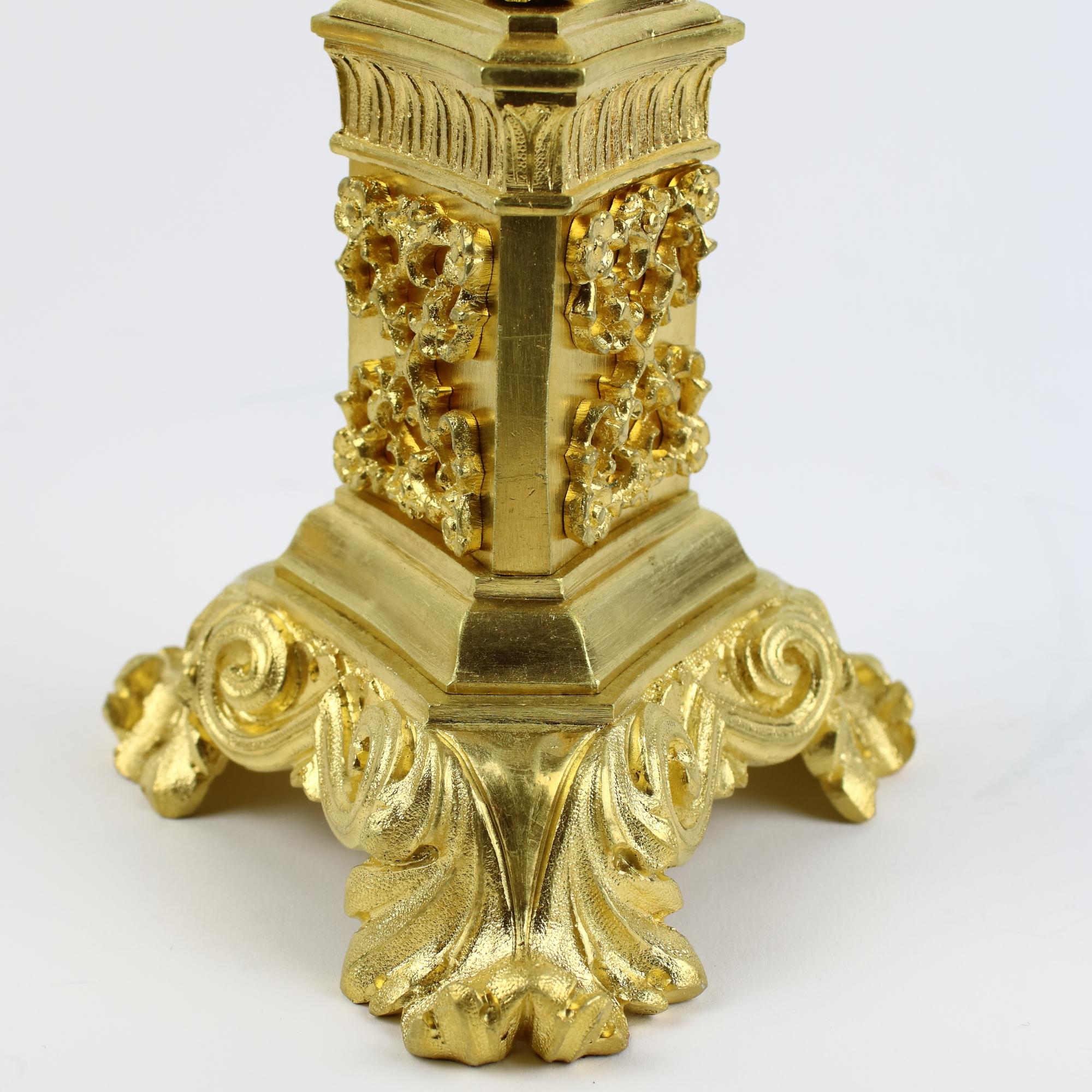 19th Century French Napoleon III Gilt Bronze Female Caryatids Candlesticks For Sale 5