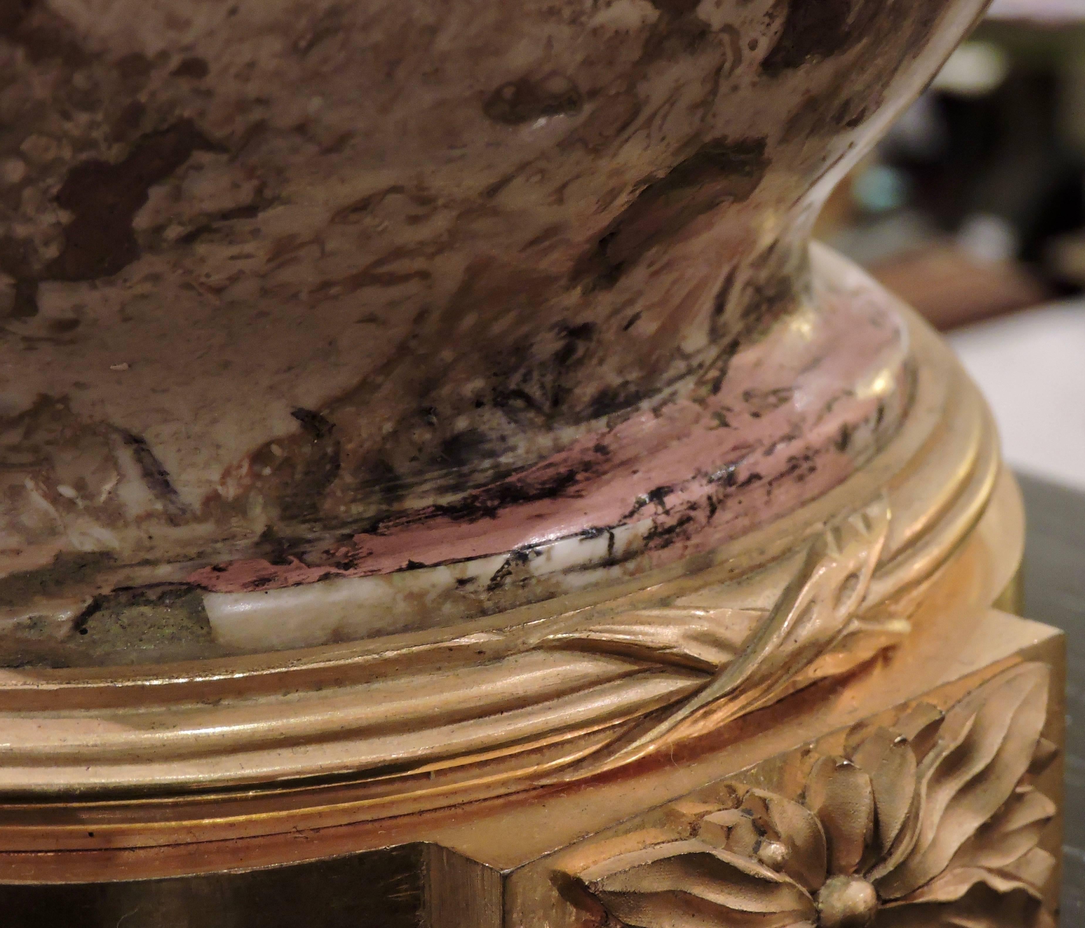 A 19th Century Pair of Ormolu-Mounted Sarrancolin Marble Cassolettes, circa 1880 3