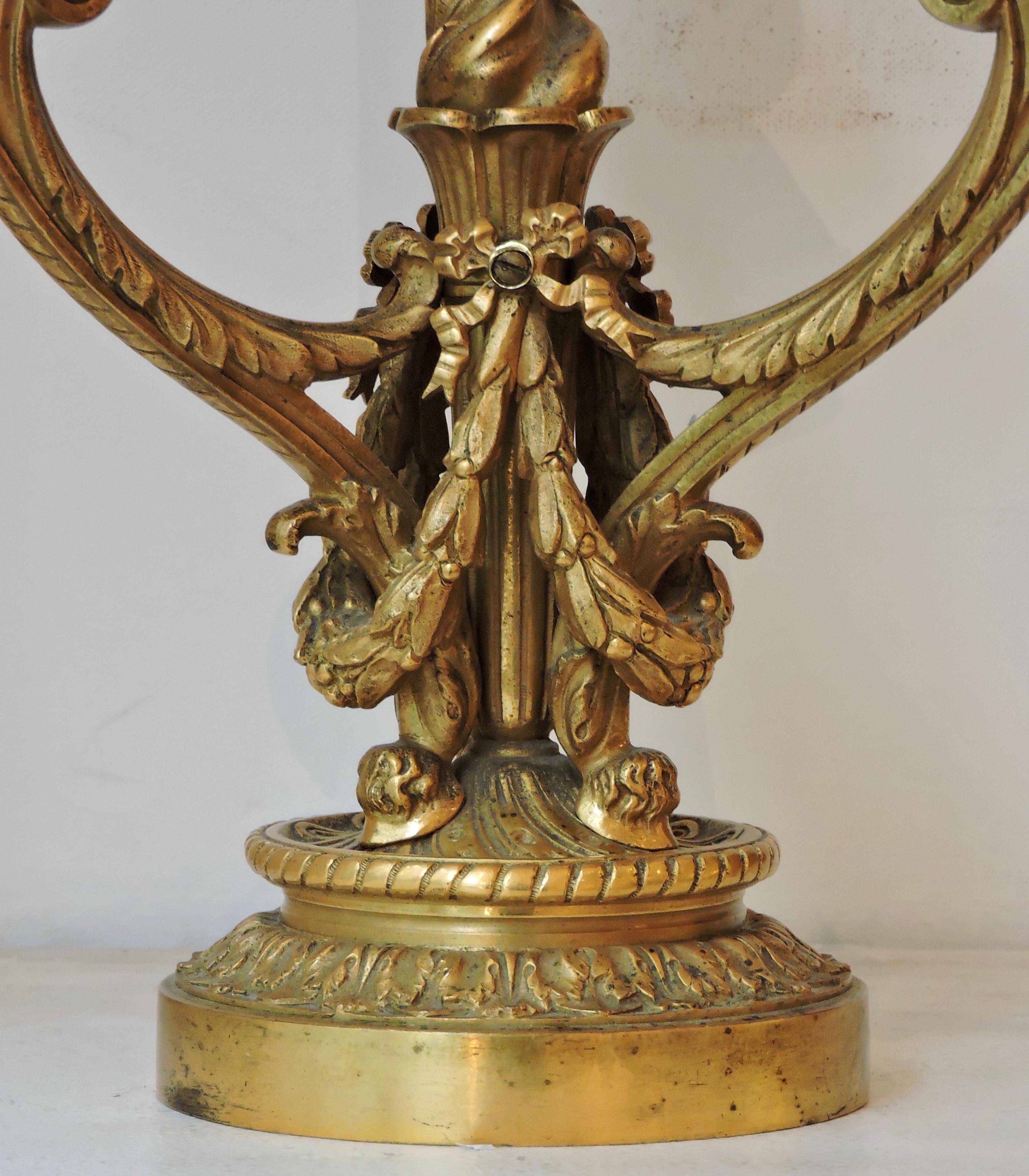 19th Century Pair of Ormolu Three-Lights Candelabras 5