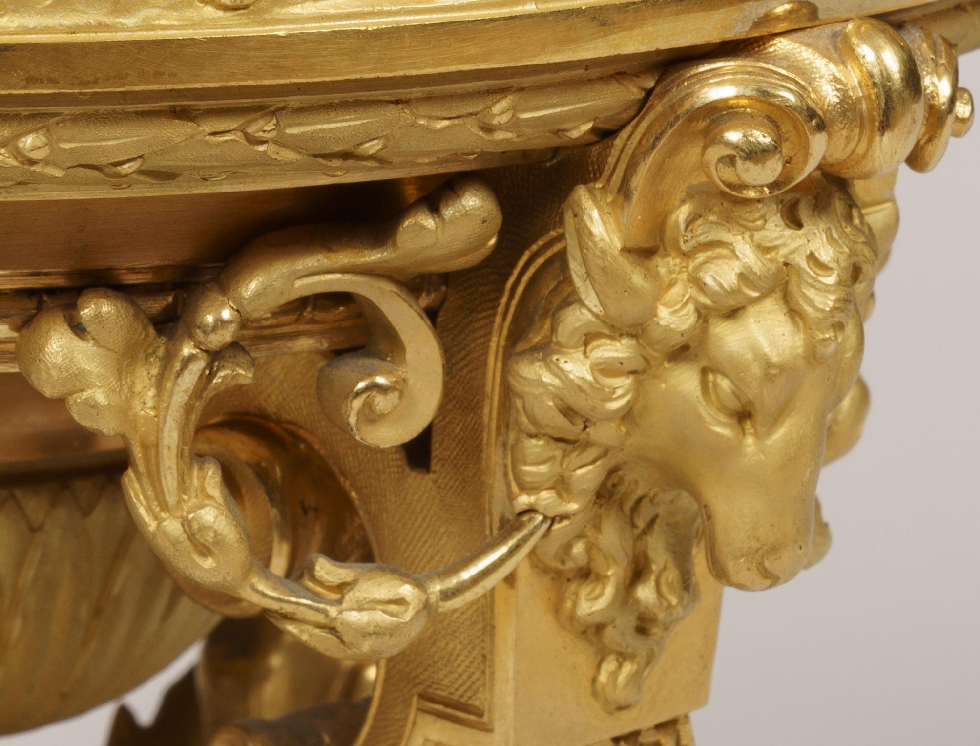 Gilt 19th Century Pair of Ormolu Vases in the Louis XIV Manner