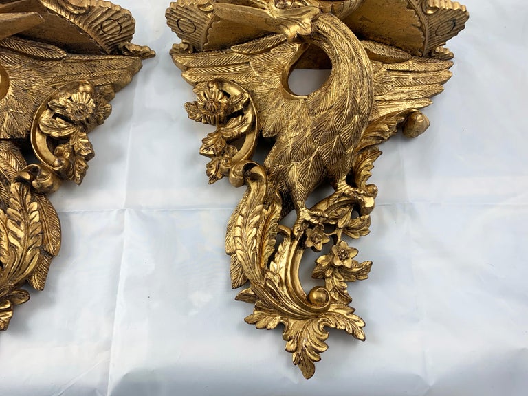 19th Century Pair of Ornate Carved Wood Gilt Wall Brackets For Sale at ...