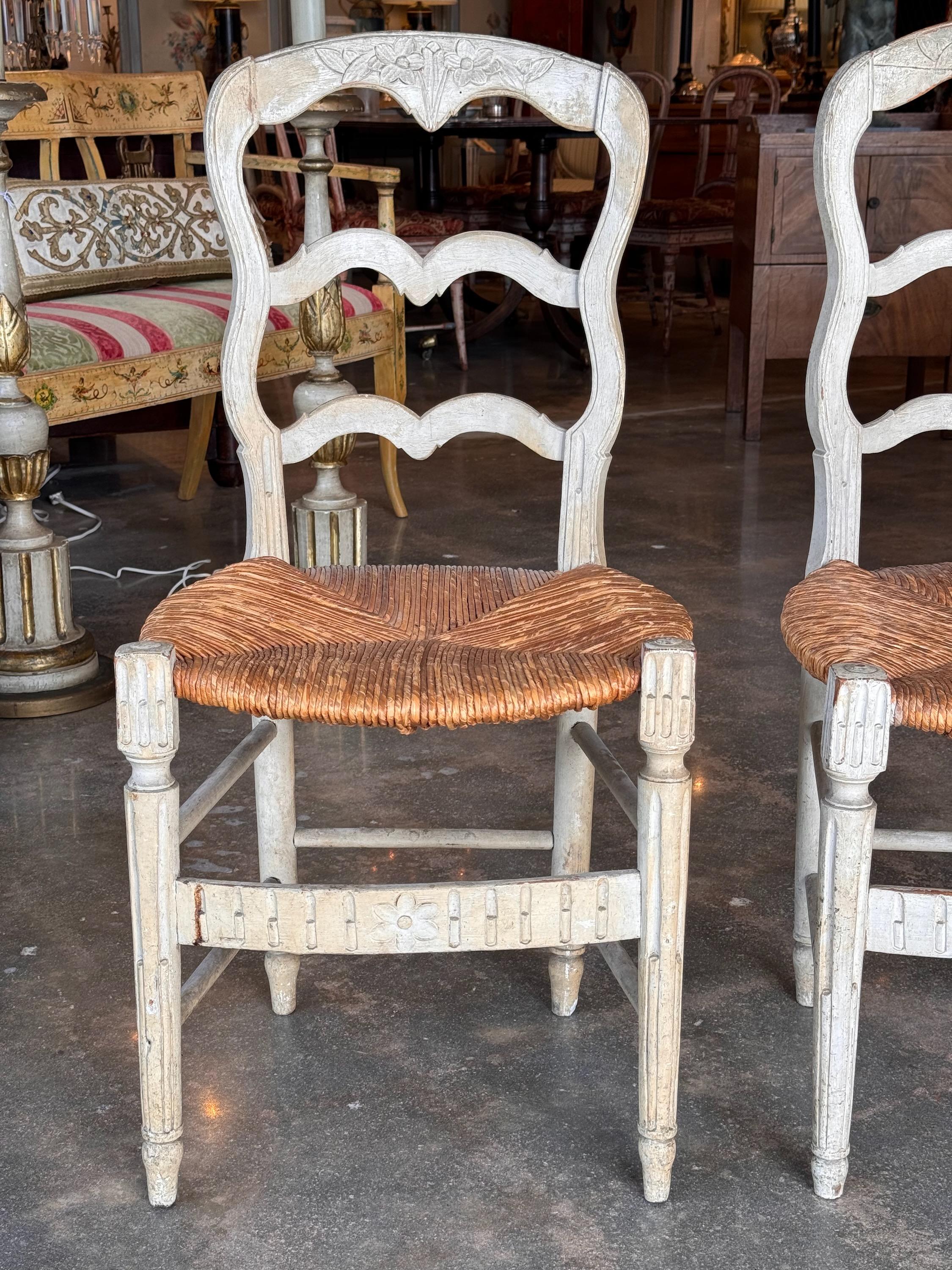 19th Century Pair of Painted French Side Chairs In Good Condition In Charlottesville, VA