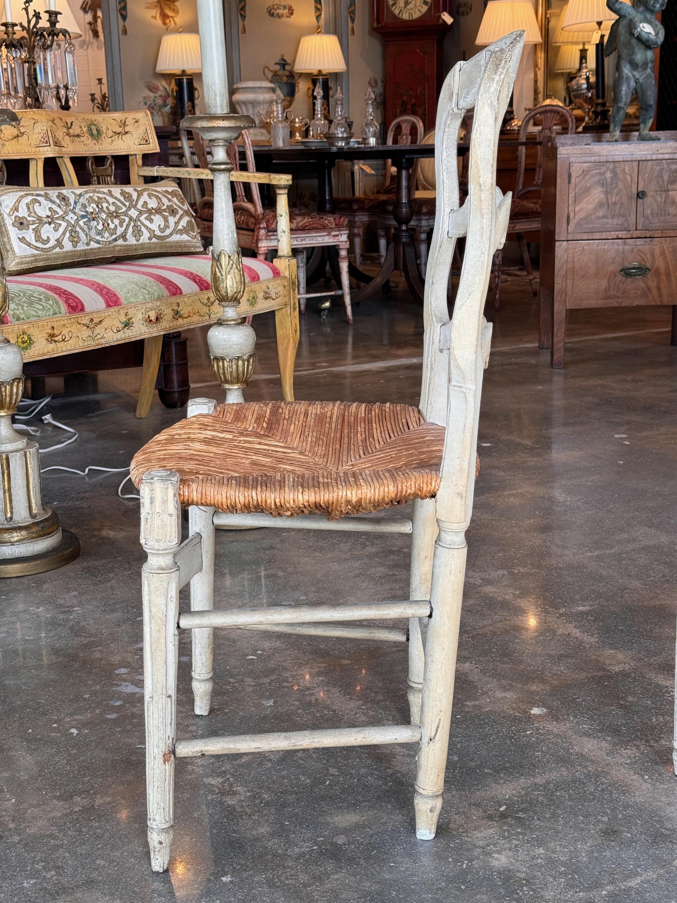 19th Century Pair of Painted French Side Chairs 4