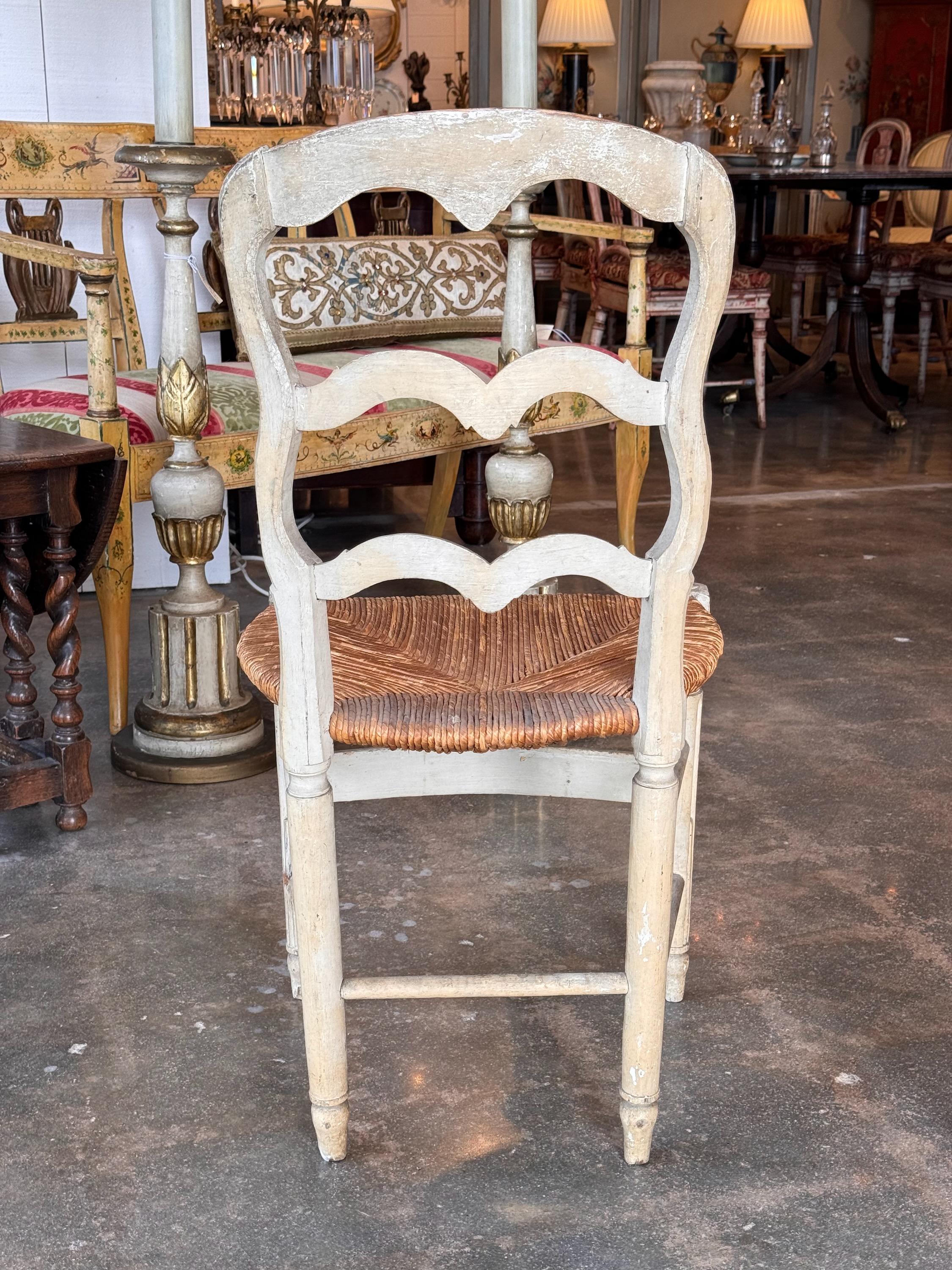 19th Century Pair of Painted French Side Chairs 5