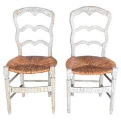 19th Century Pair of Painted French Side Chairs