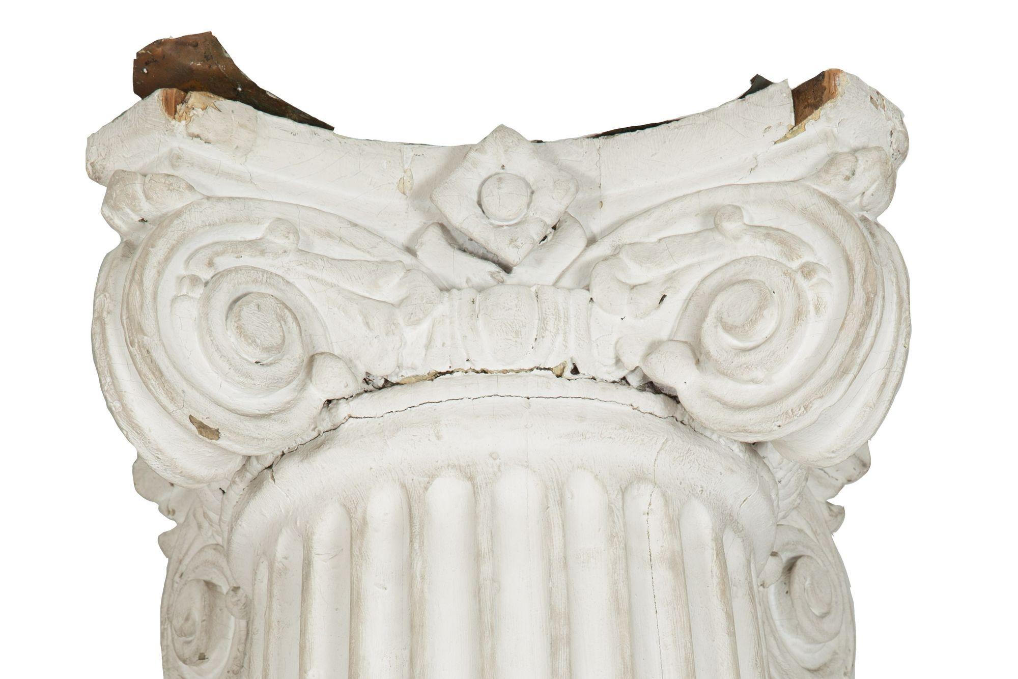 19th Century Pair of Painted Wood Full-Length Columns w/ Ionic Capitals 9