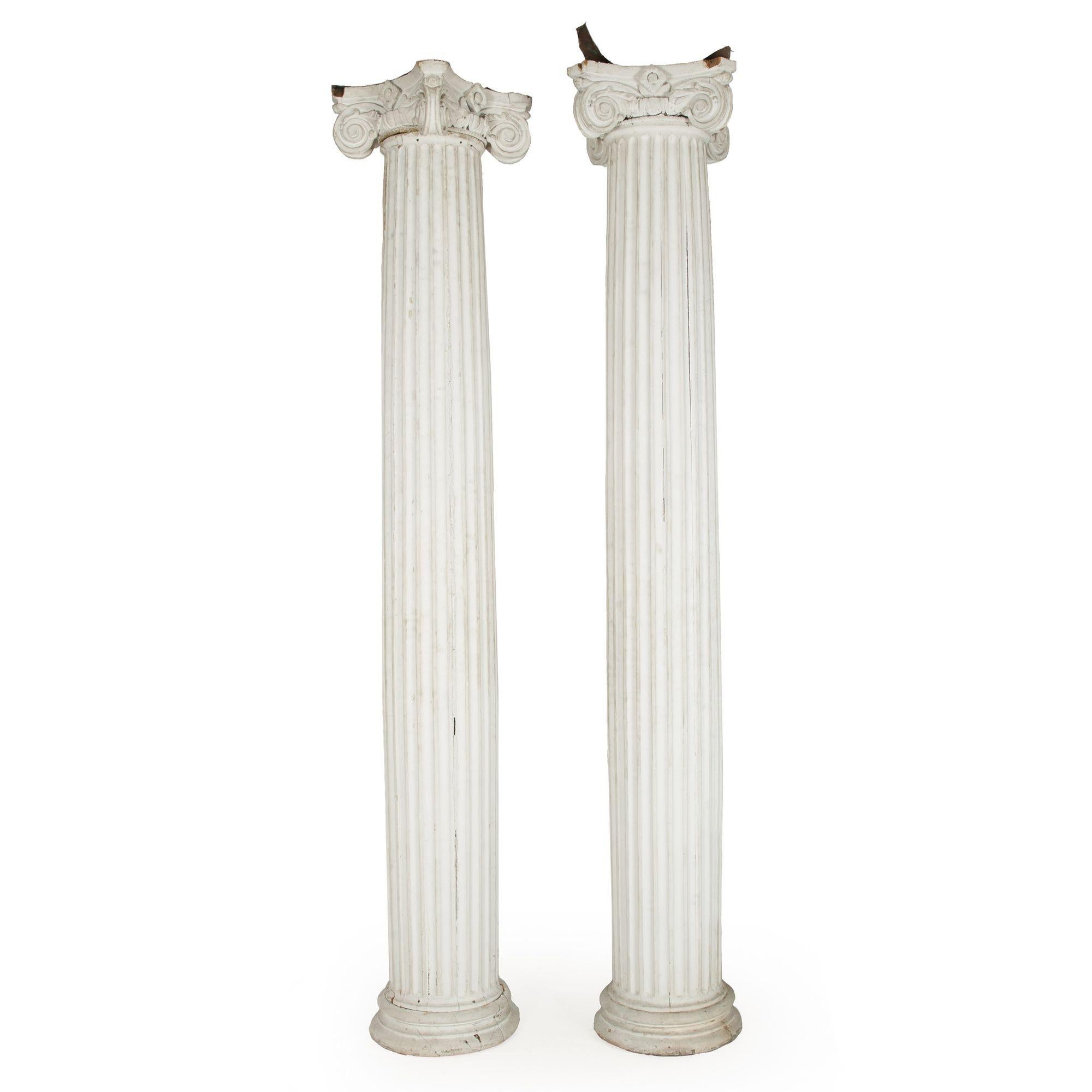 A fantastic pair of 19th century full-length columns standing a full 104