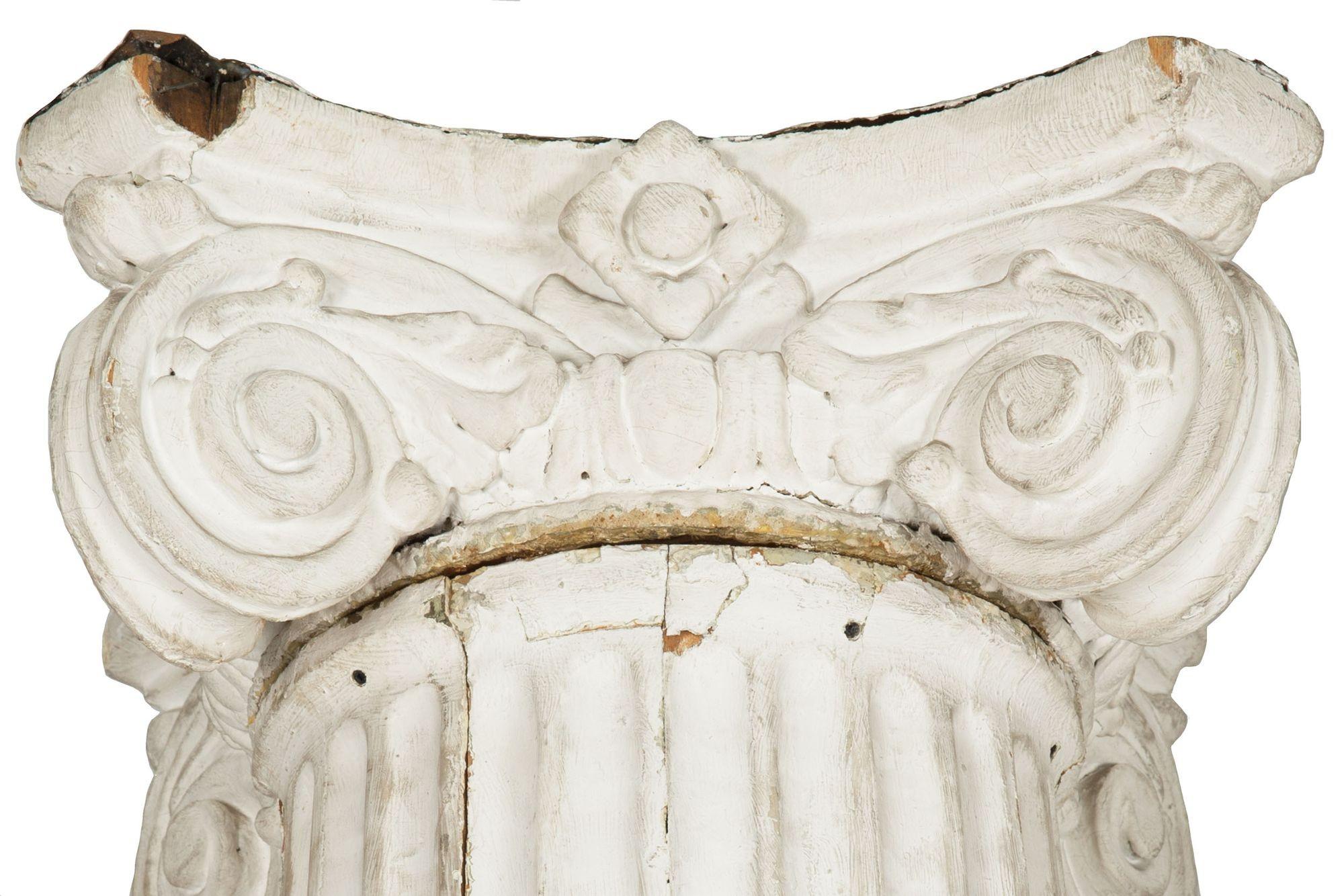 19th Century Pair of Painted Wood Full-Length Columns w/ Ionic Capitals 3