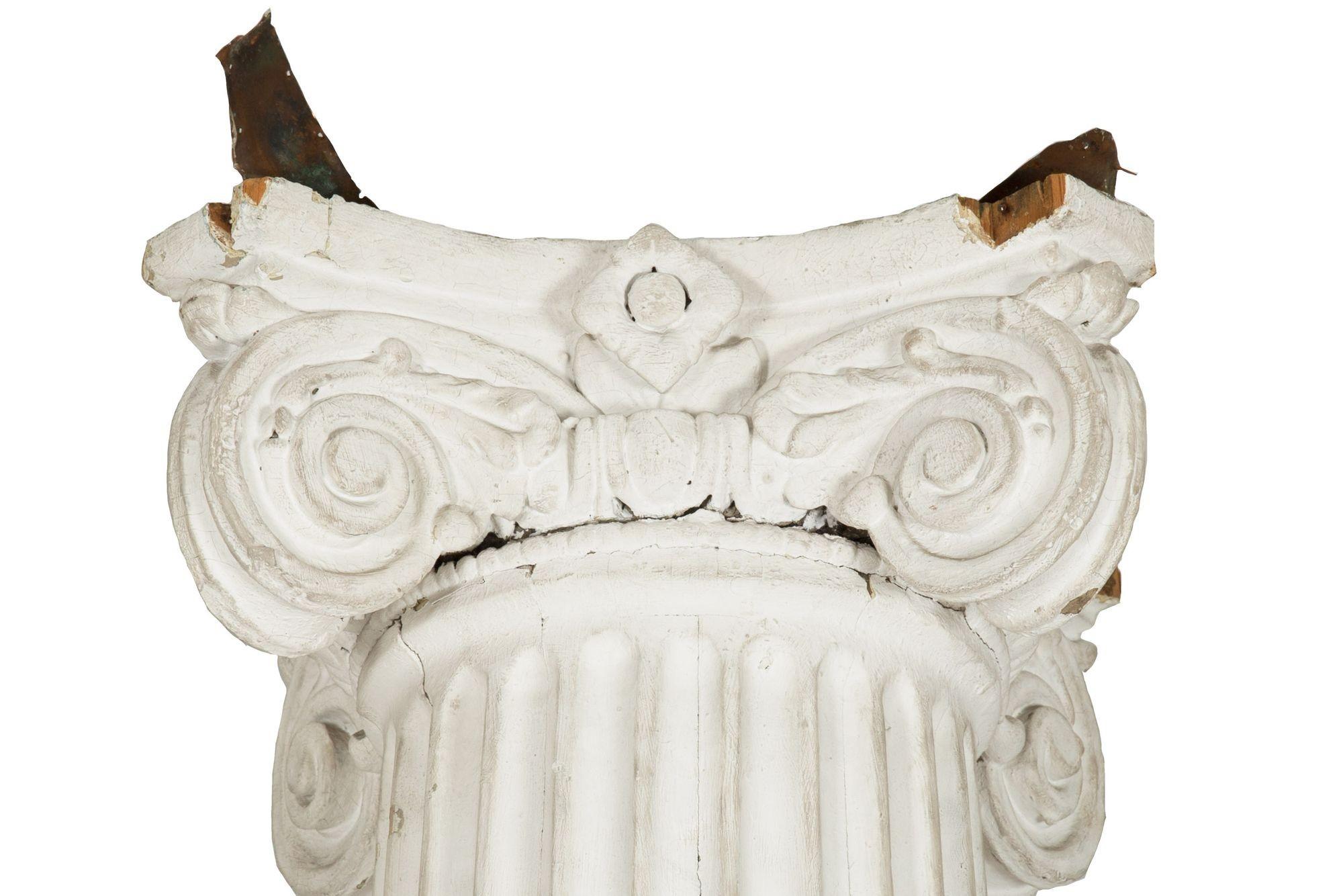 19th Century Pair of Painted Wood Full-Length Columns w/ Ionic Capitals 4