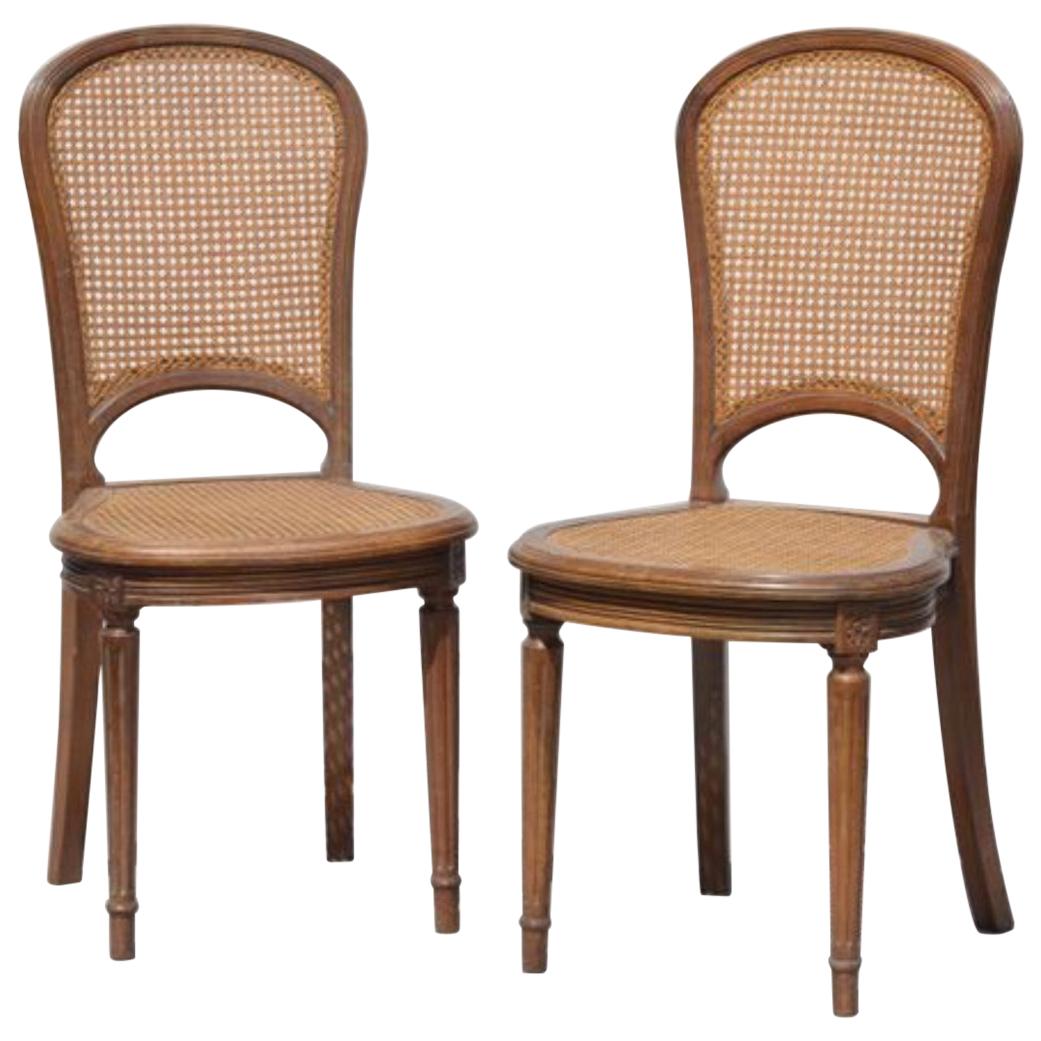 19th Century Pair of Petite French Side Chairs in Oval Shape, in Louis XVI Style