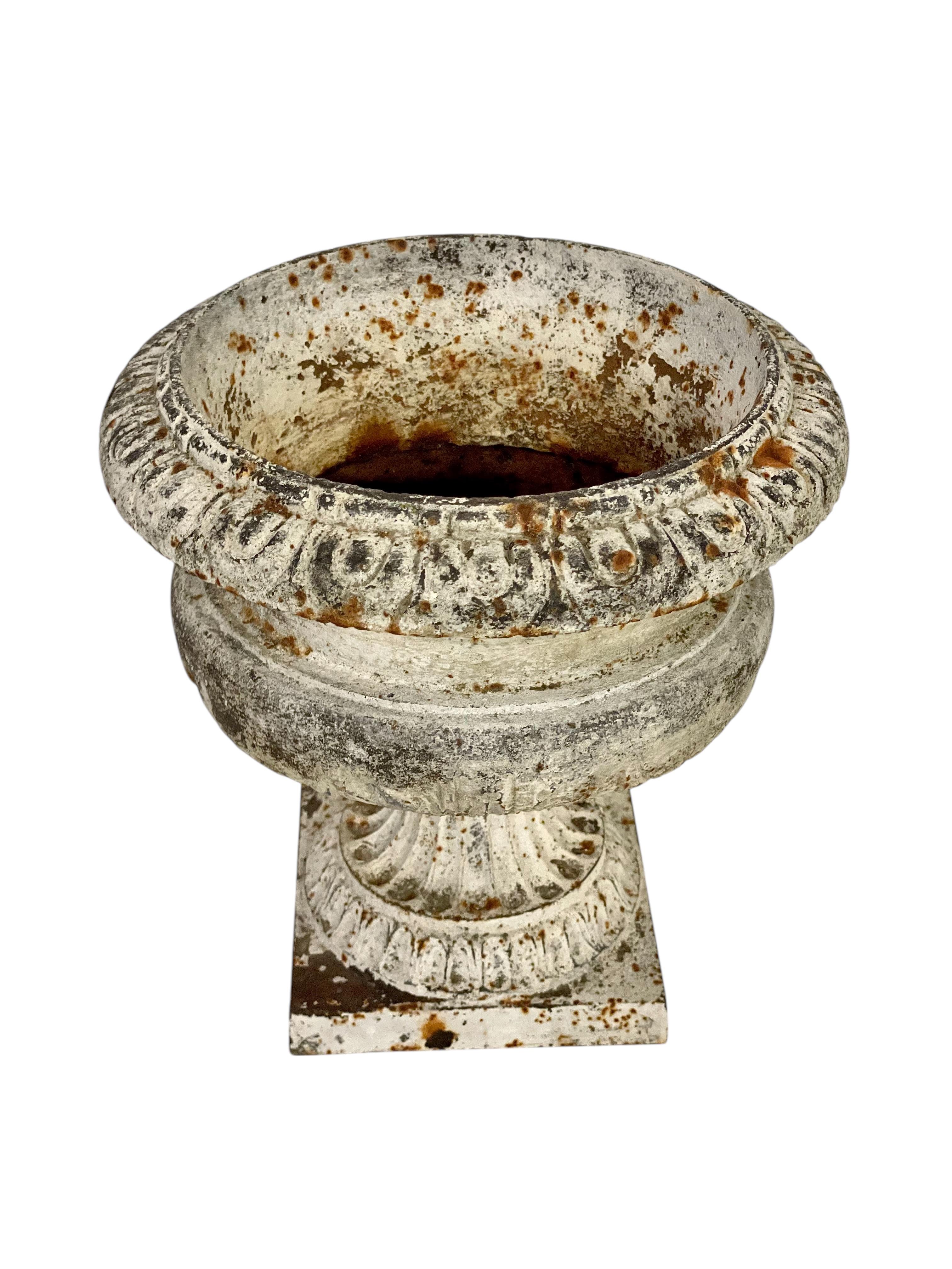 Paar Petite Louis XVI Gartenurnen aus Gusseisen aus dem 19. im Angebot 5
