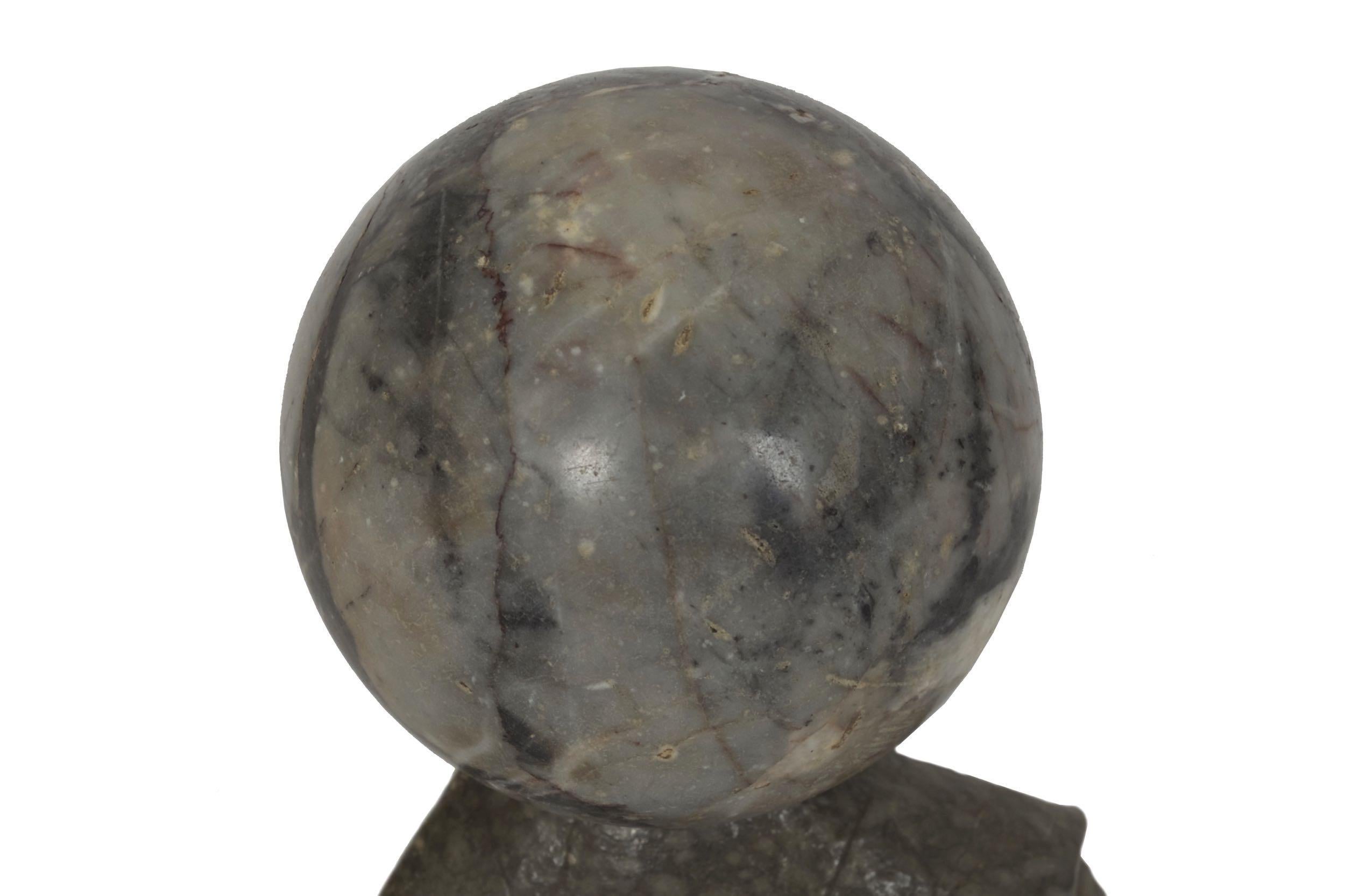 19th Century Pair of Polished Marmo Marble Sphere Paperweights 2