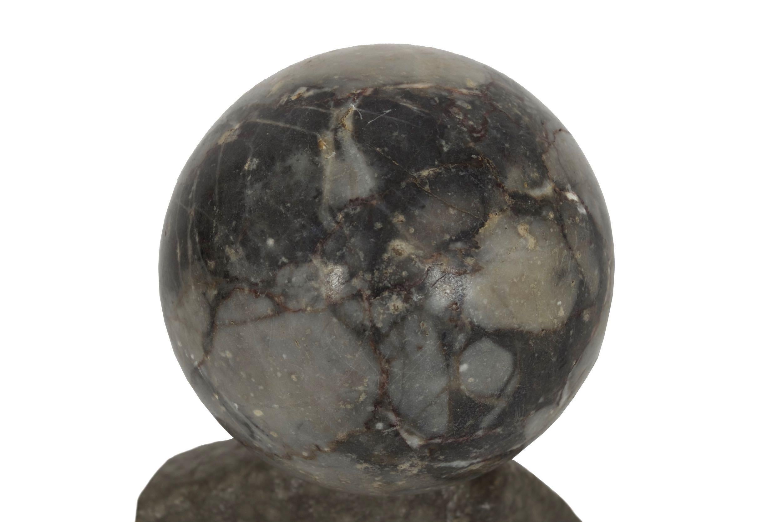19th Century Pair of Polished Marmo Marble Sphere Paperweights 6