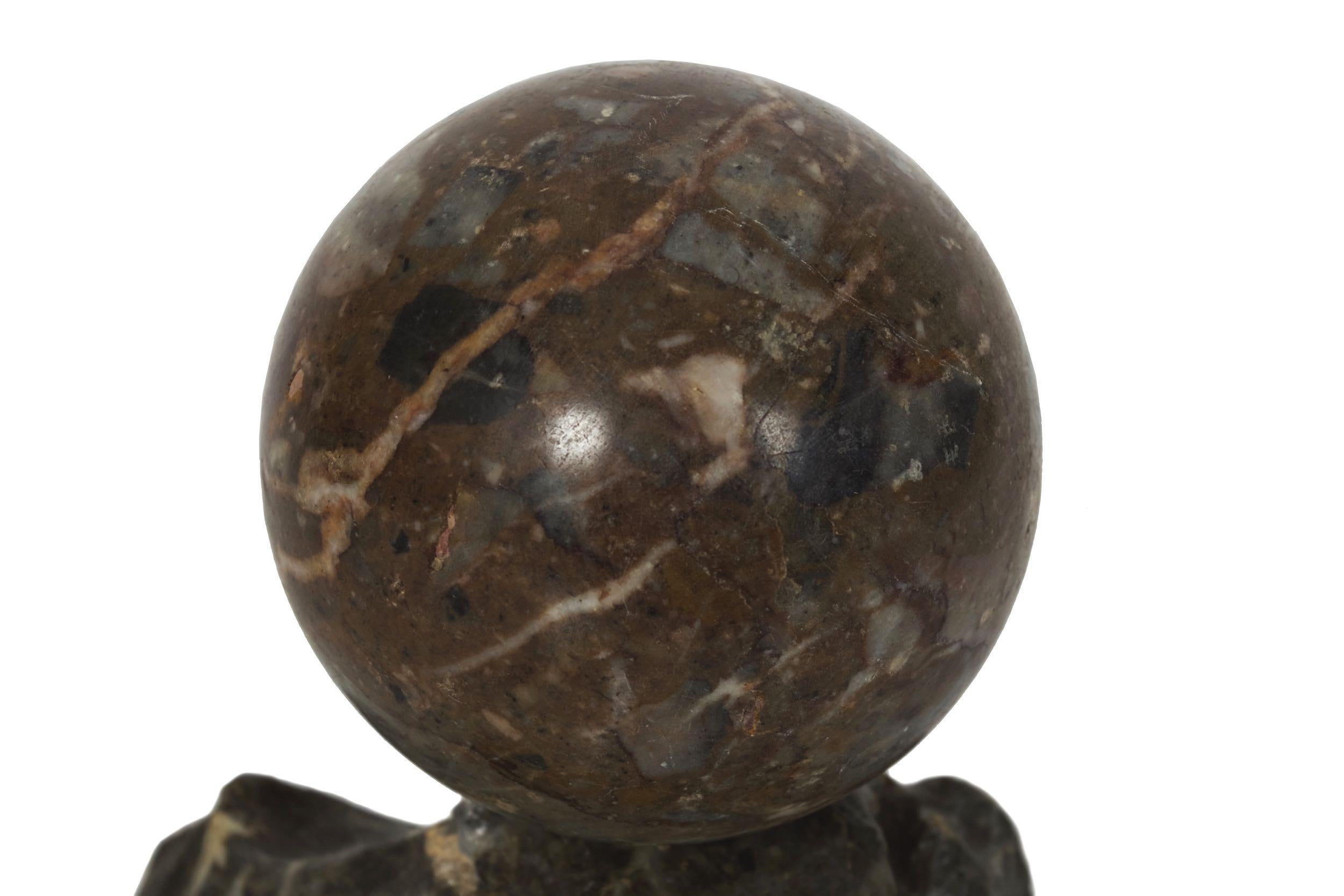 Stone 19th Century Pair of Polished Marmo Marble Sphere Paperweights