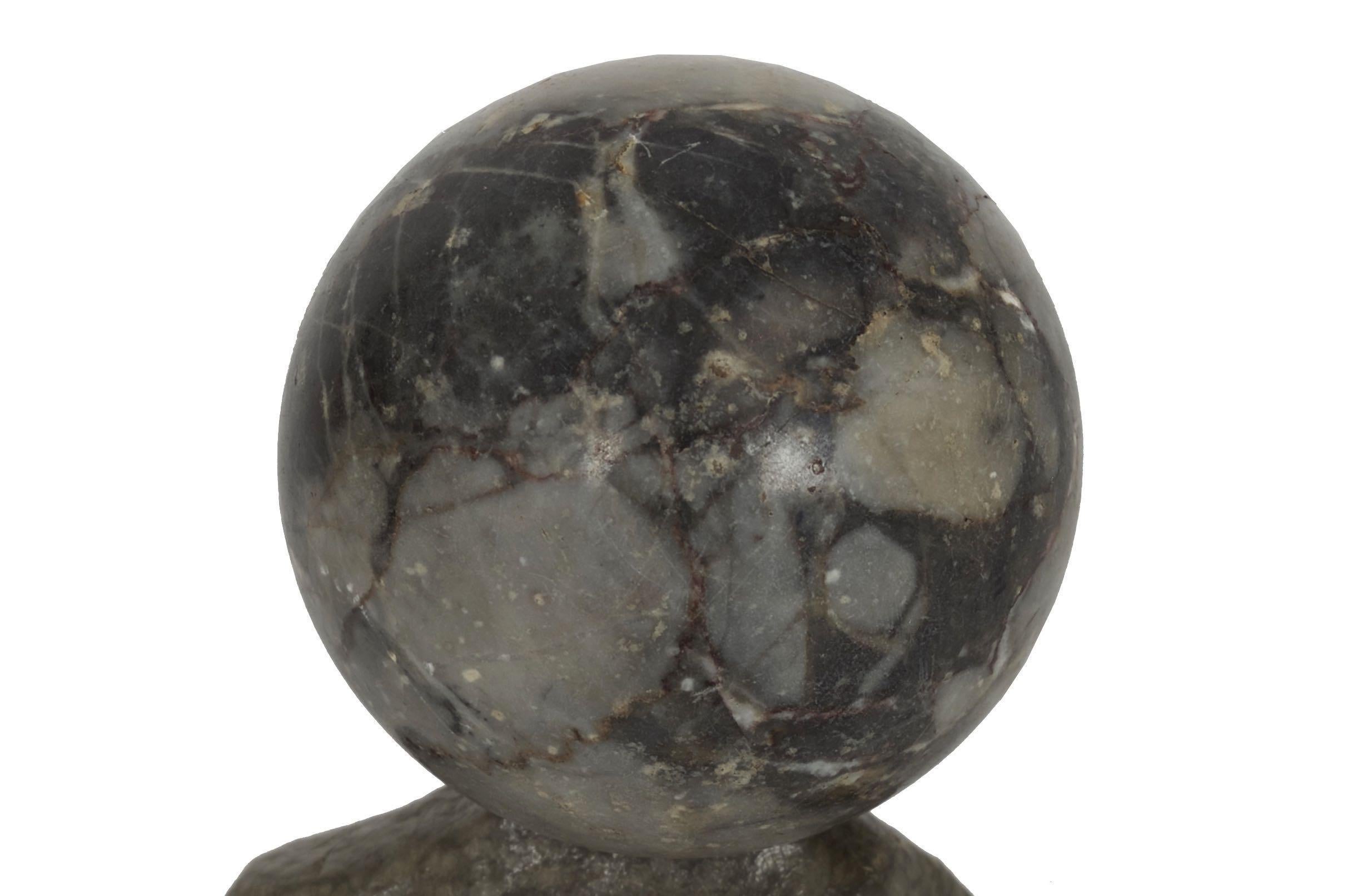 19th Century Pair of Polished Marmo Marble Sphere Paperweights 1