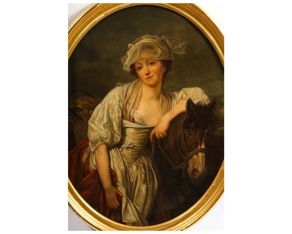 19th Century Pair of Portrait Paintings of Women After, Jean-Baptiste Greuze In Good Condition In New York, NY