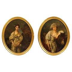 19th Century Pair of Portrait Paintings of Women After, Jean-Baptiste Greuze