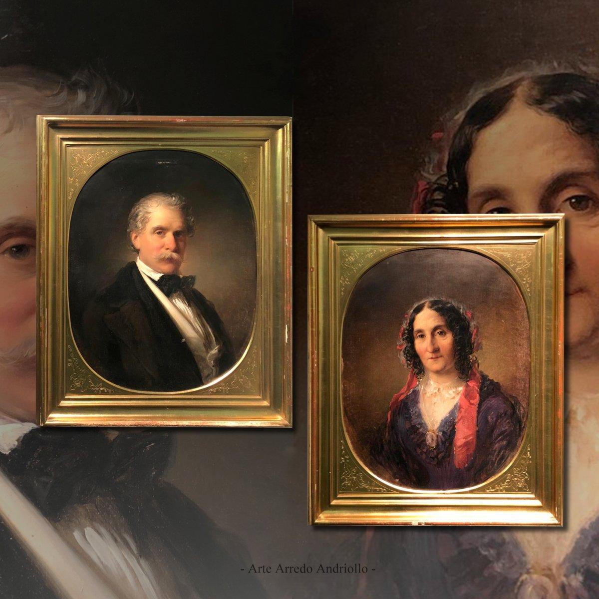 19th Century Pair of Portraits Paintings by Eduard Ender 1