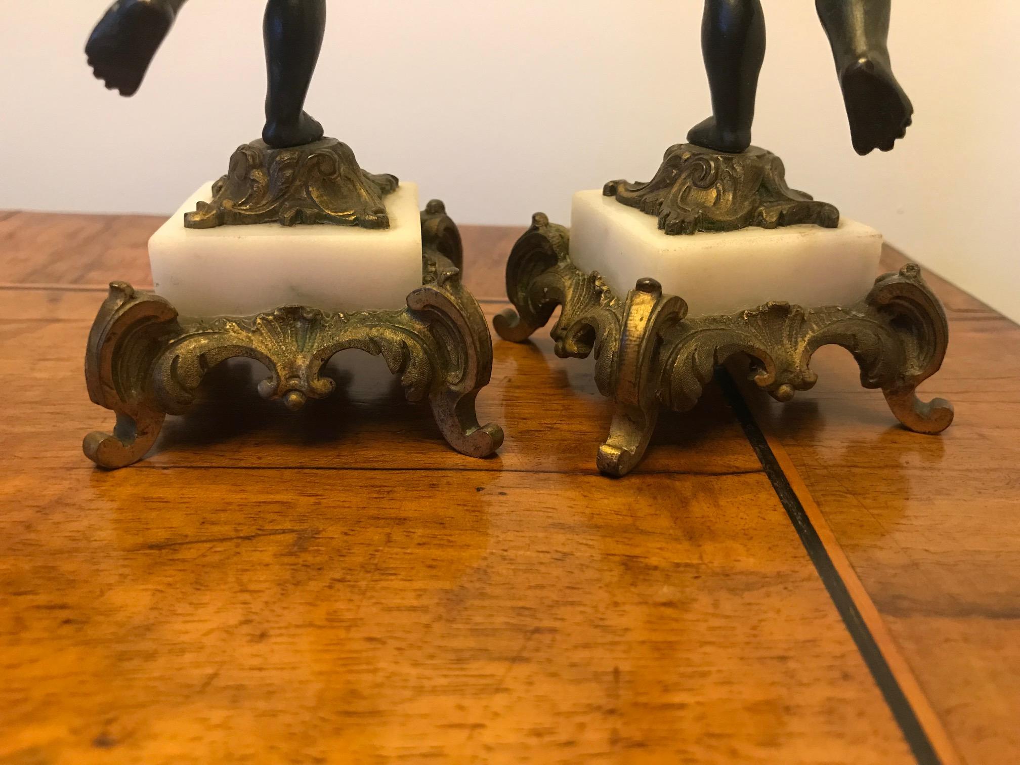 19th Century Pair of Putti Cherub Candlesticks For Sale 7