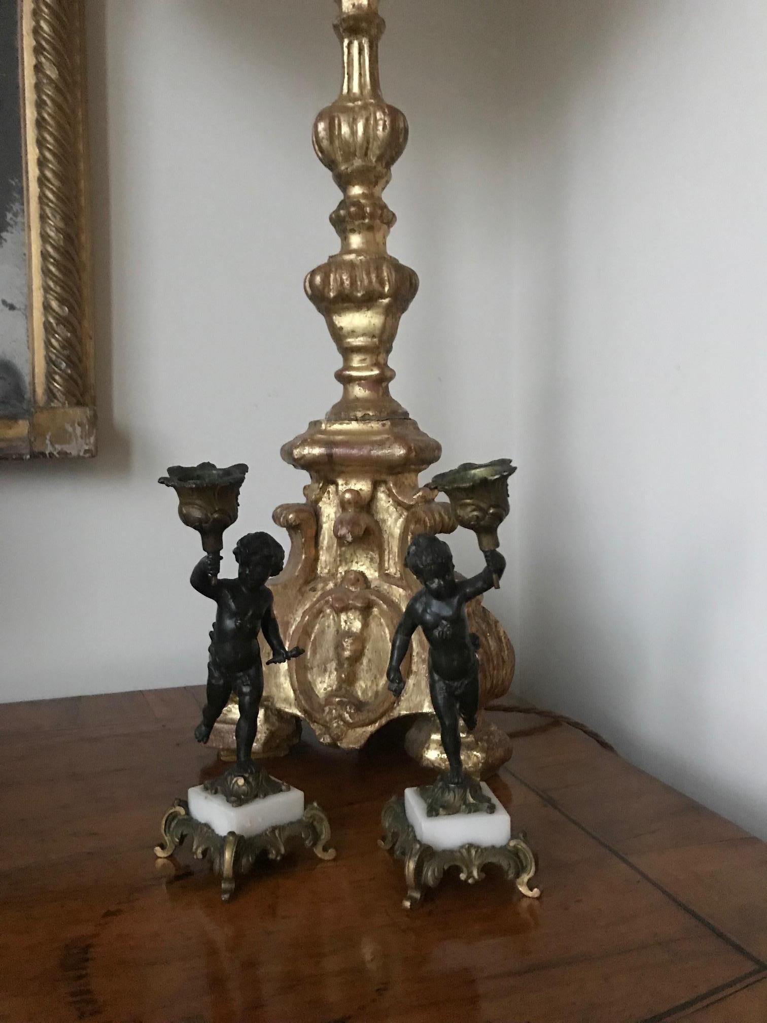 19th Century Pair of Putti Cherub Candlesticks For Sale 10