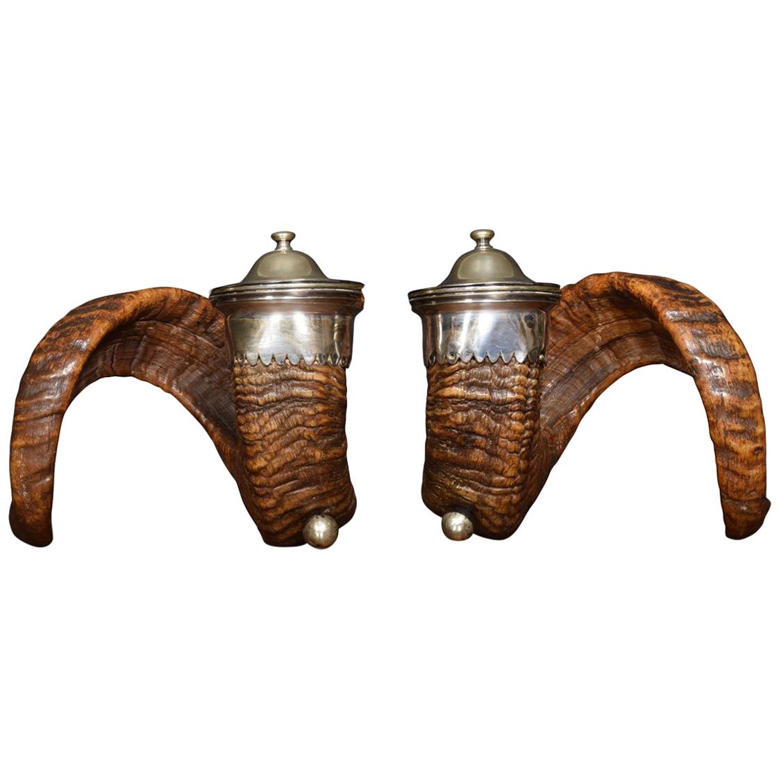19th Century Pair of Ram’s Horn Snuff Mulls
