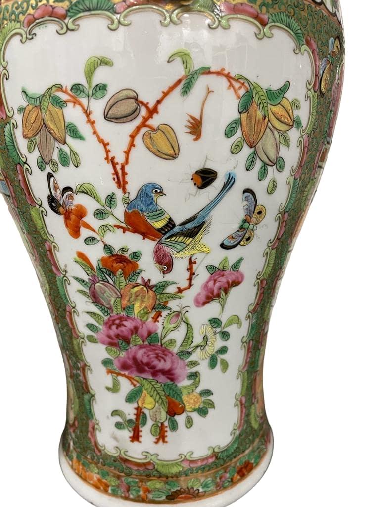 19th Century Pair of Refined CHINESE polychrome CANTON covered VASES ...