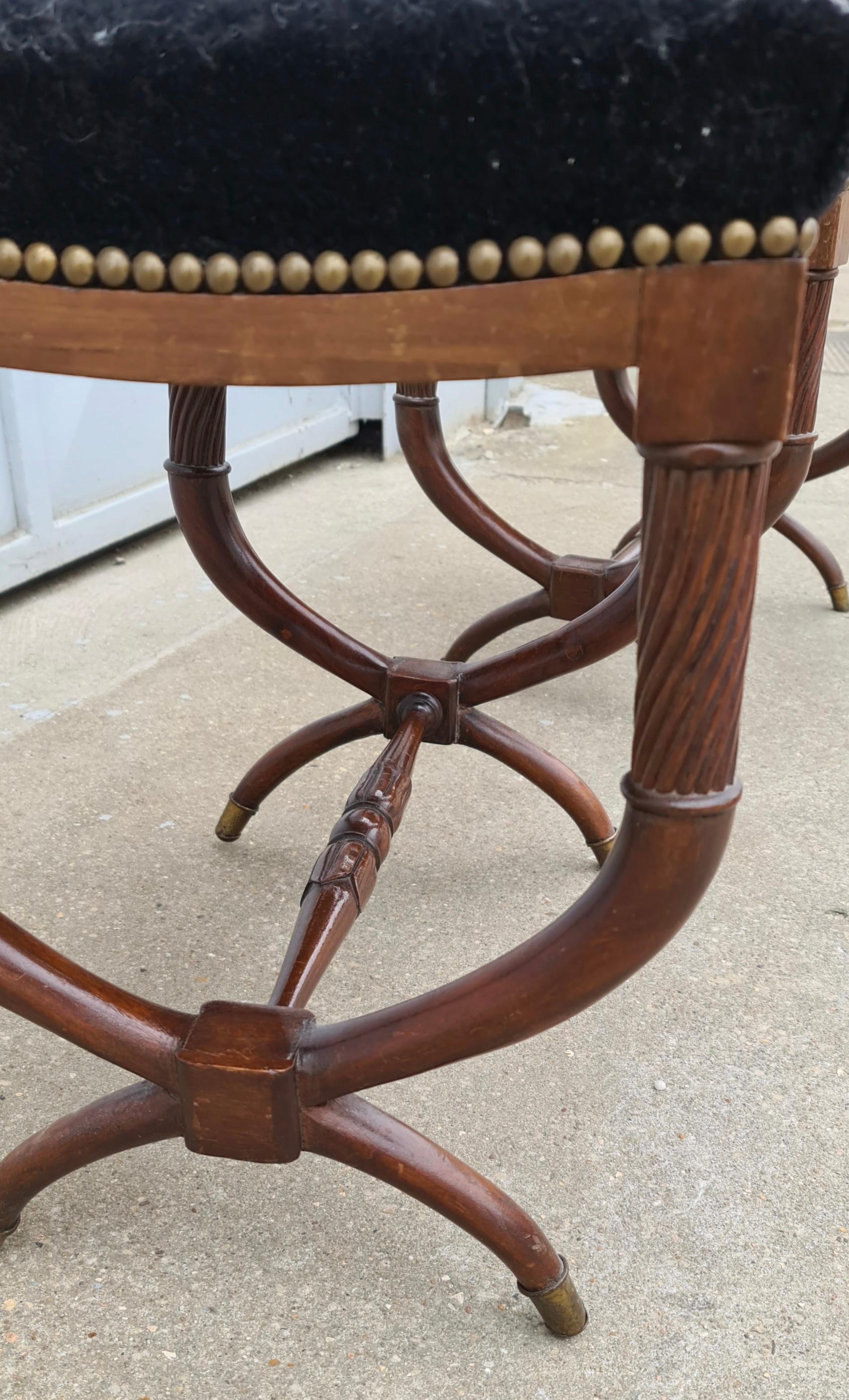 A French 19th Century Pair of Restauration Curule Stools 8